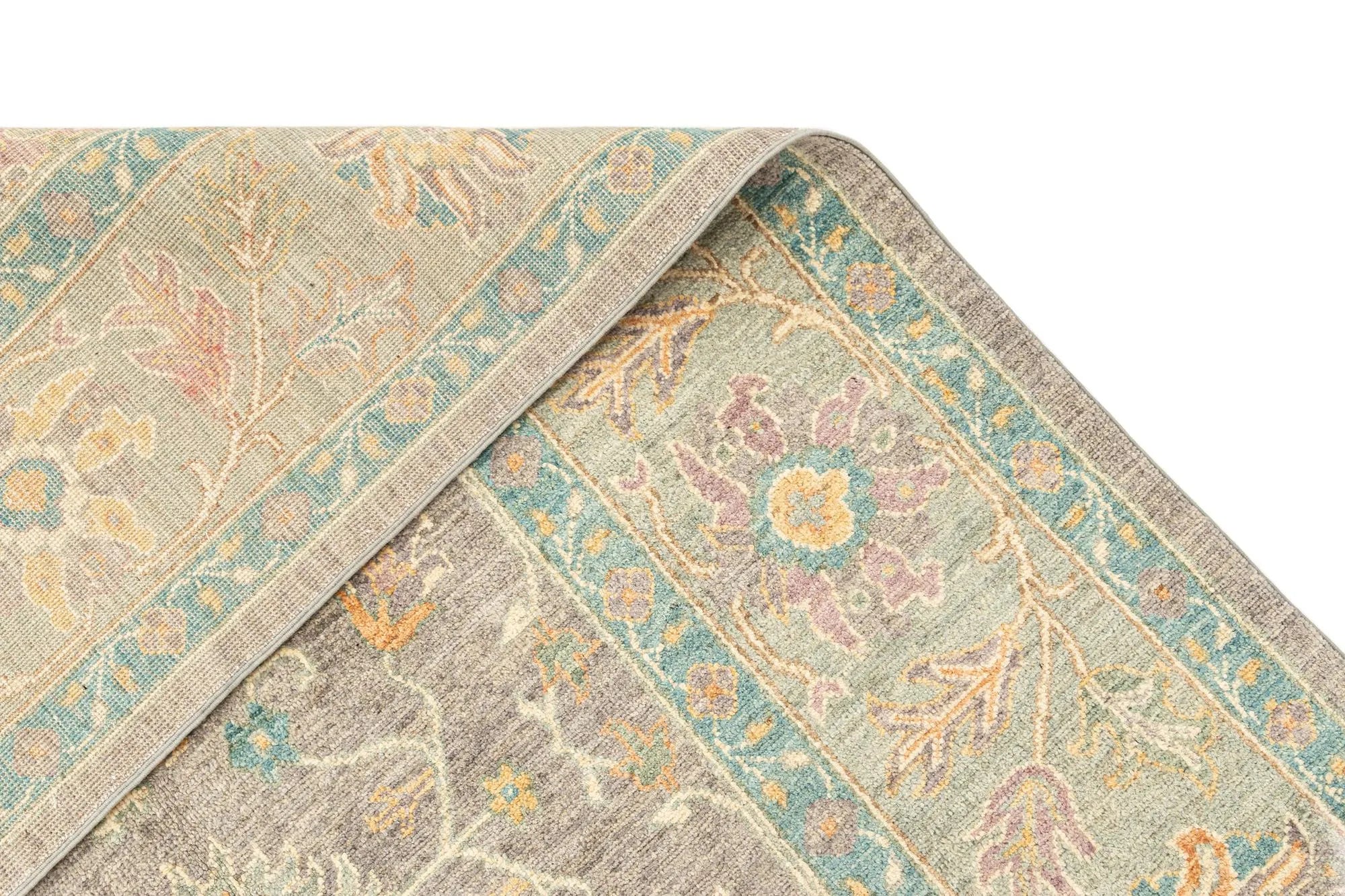 Light Brown Color Oushak Hand-Knotted Wool Rug