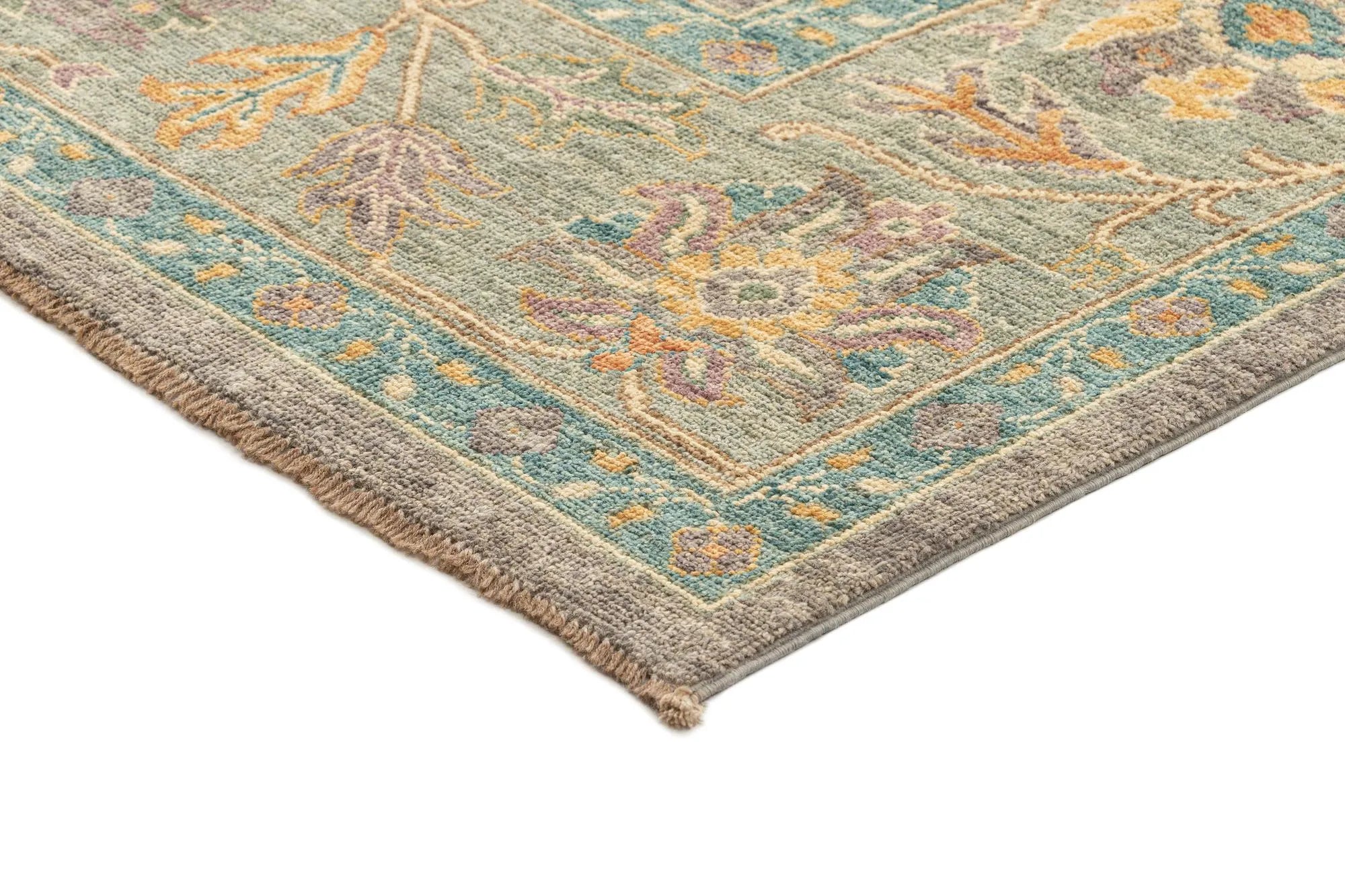 Light Brown Color Oushak Hand-Knotted Wool Rug