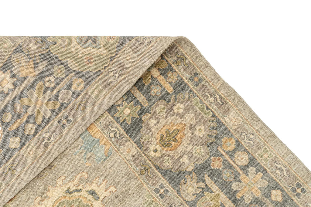 Beige Color Oushak Hand-Knotted Wool Rug