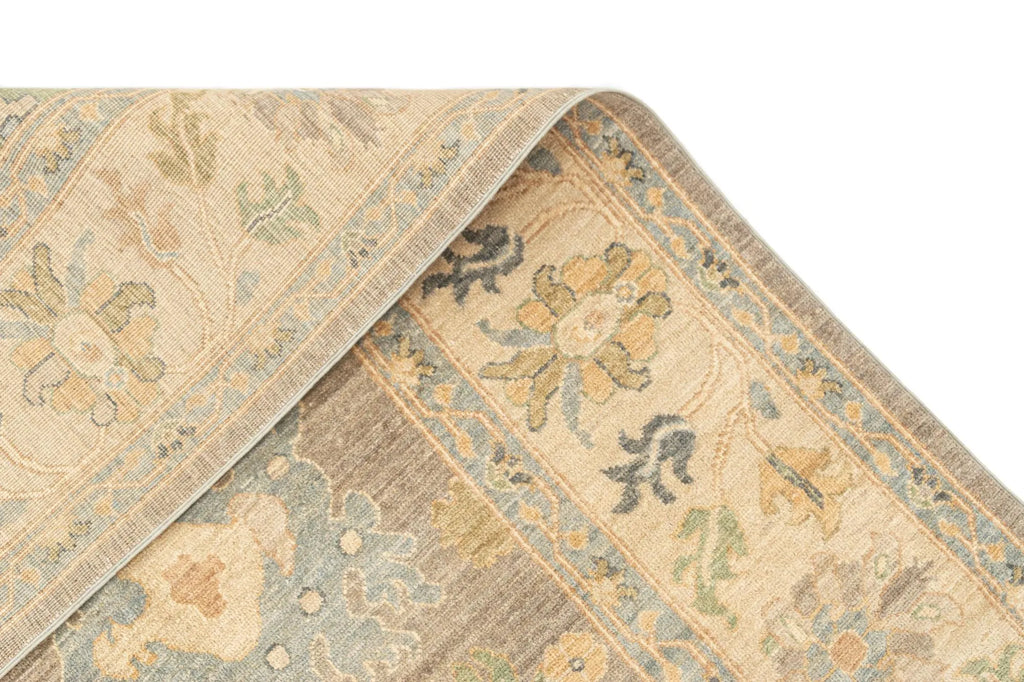 Beige Color Oushak Hand-Knotted Wool Rug