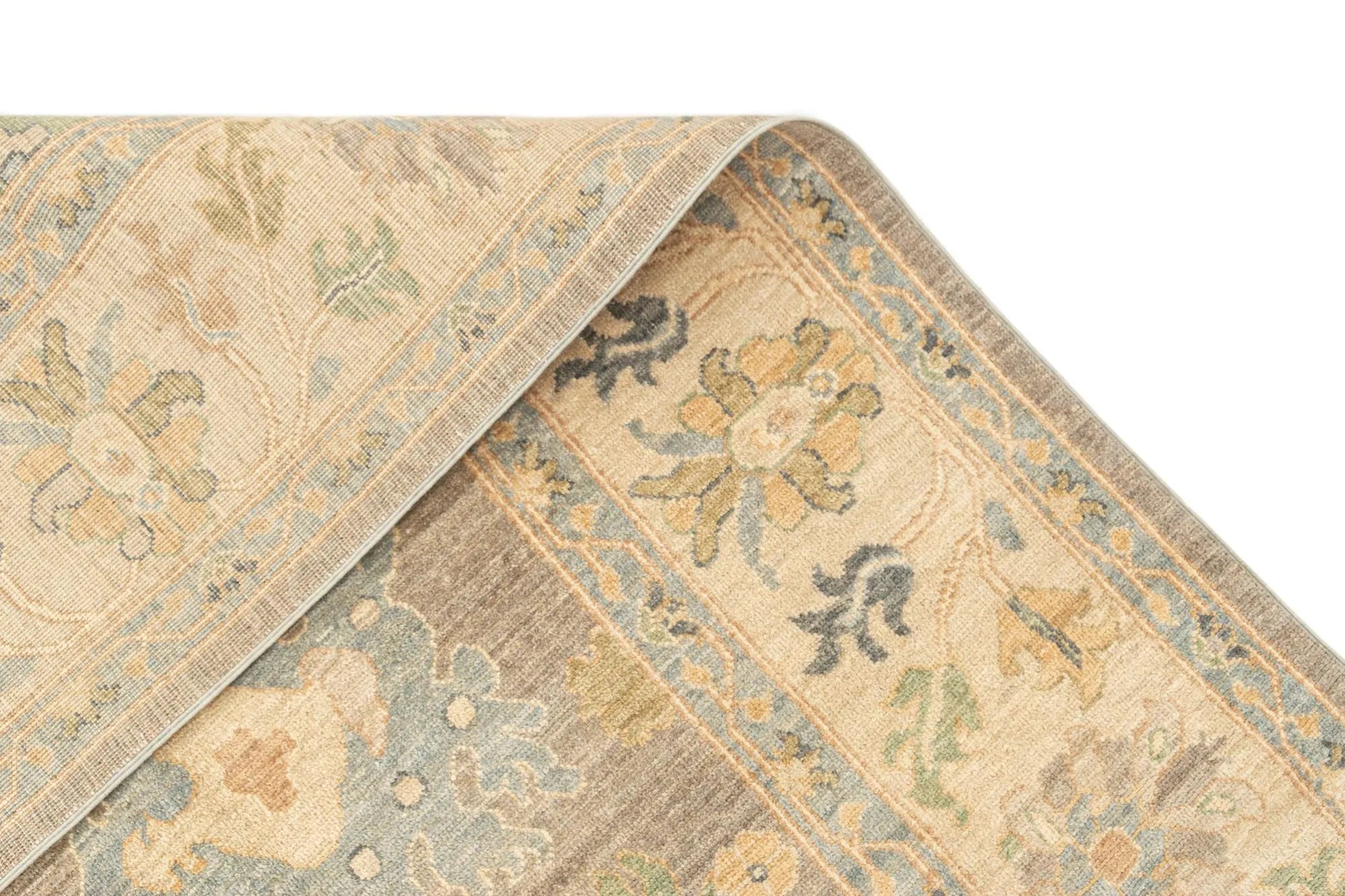 Beige Color Oushak Hand-Knotted Wool Rug