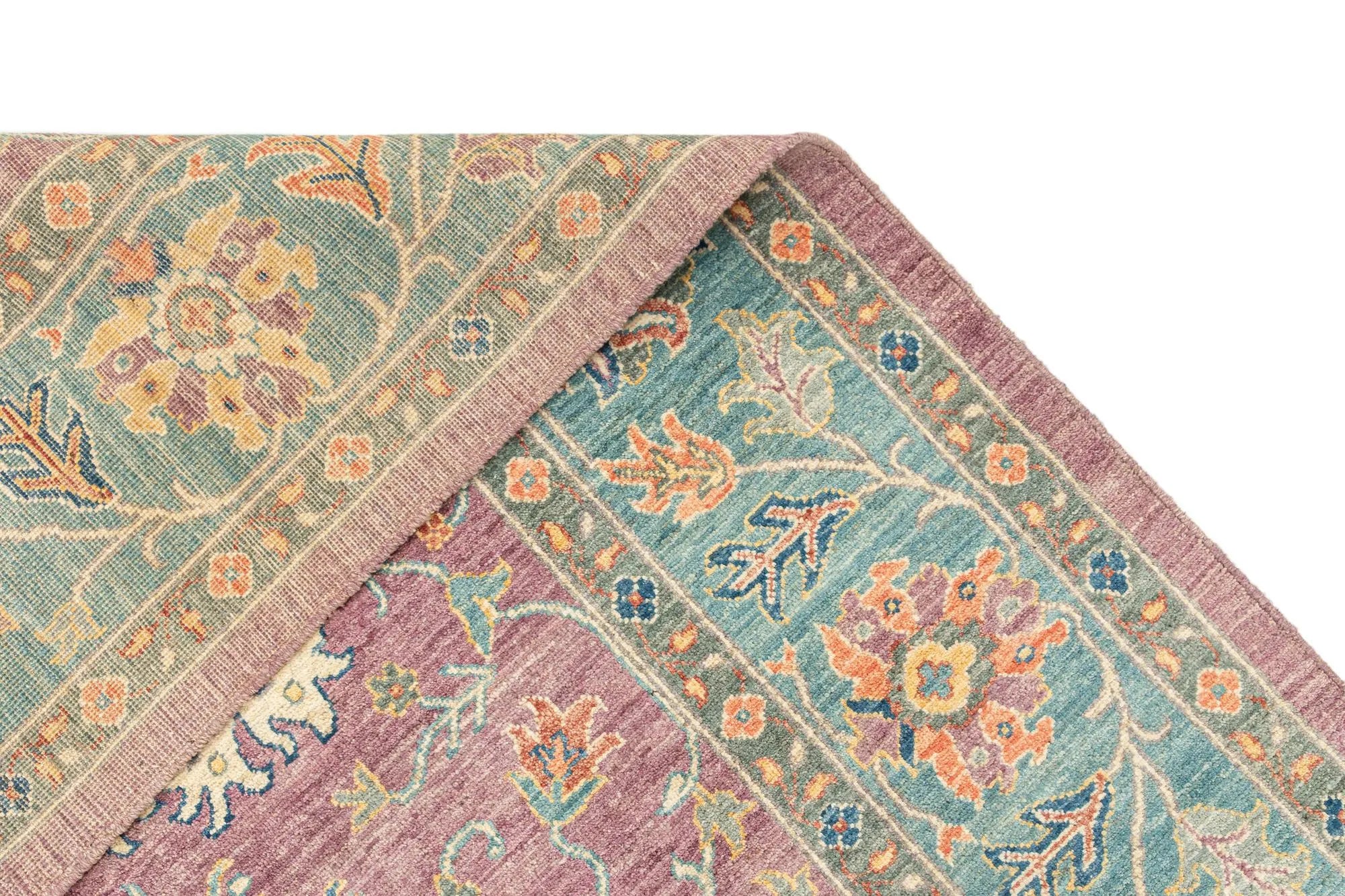 Mauve Pink Color Oushak Hand-Knotted Wool Rug