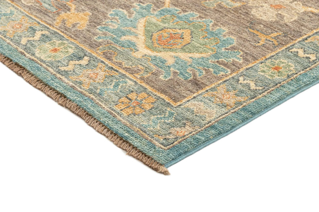 Blue Color Oushak Hand-Knotted Wool Rug