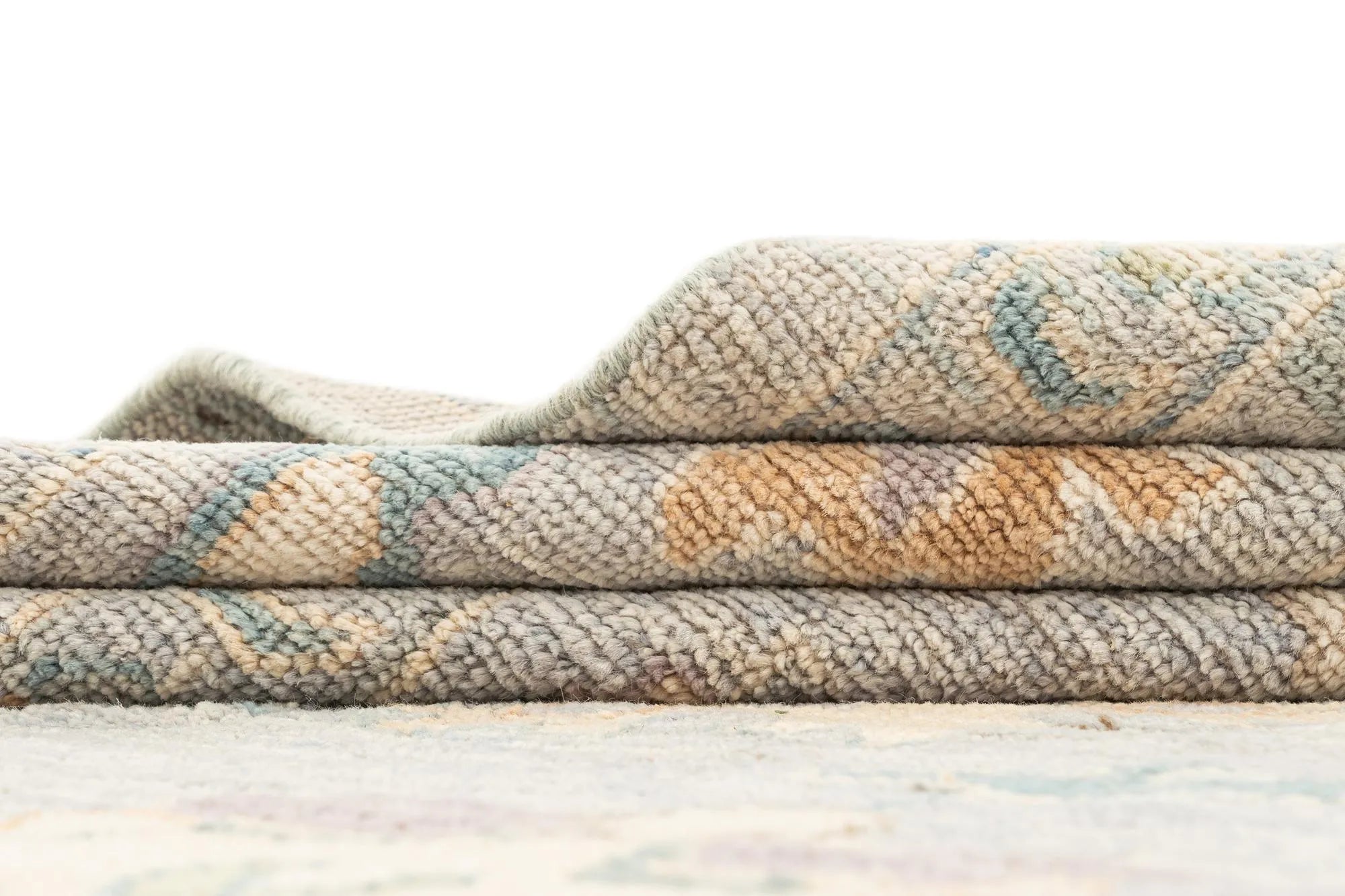 Grey Color Oushak Hand-Knotted Wool Rug