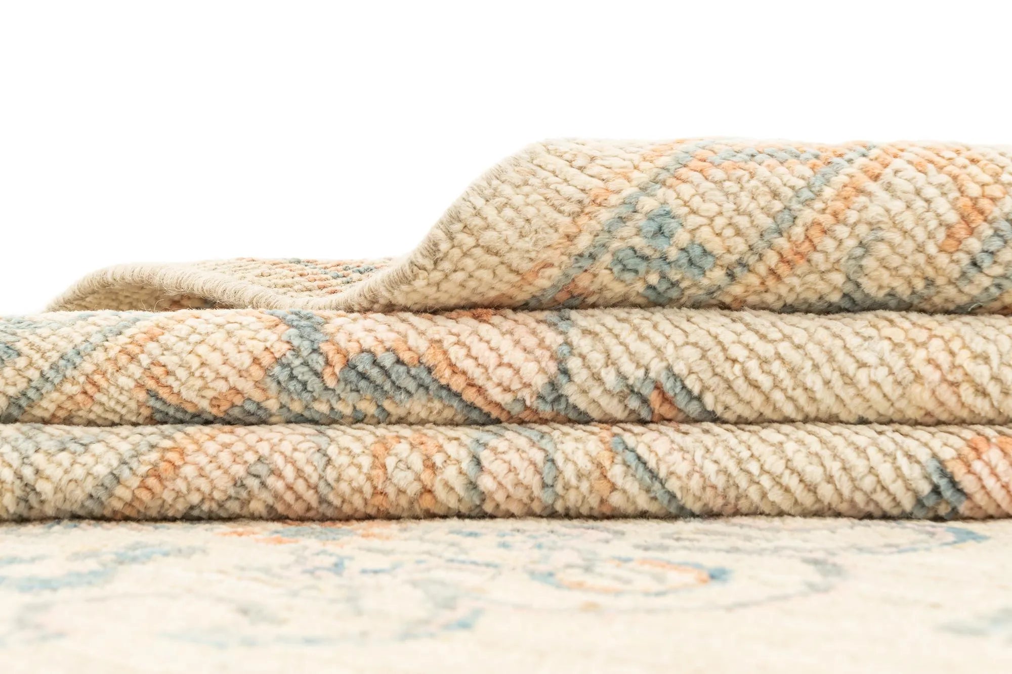 Beige Color Oushak Hand-Knotted Wool Rug