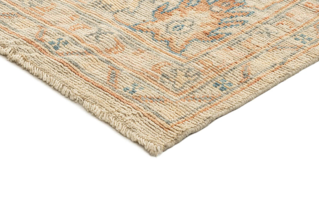 Beige Color Oushak Hand-Knotted Wool Rug