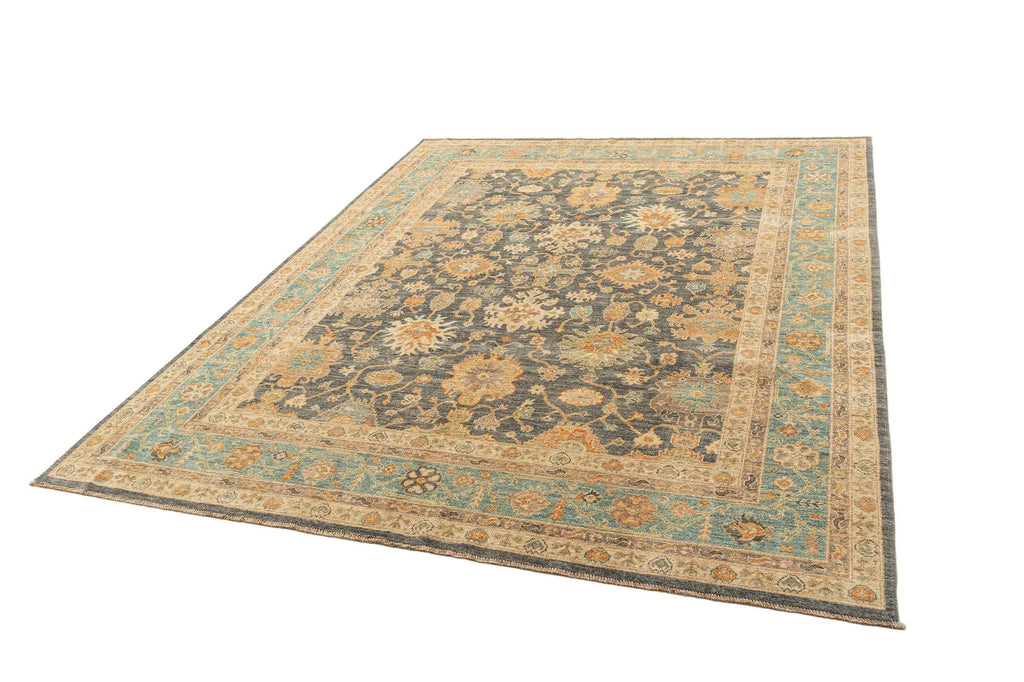 Light Brown Color Oushak Hand-Knotted Wool Rug