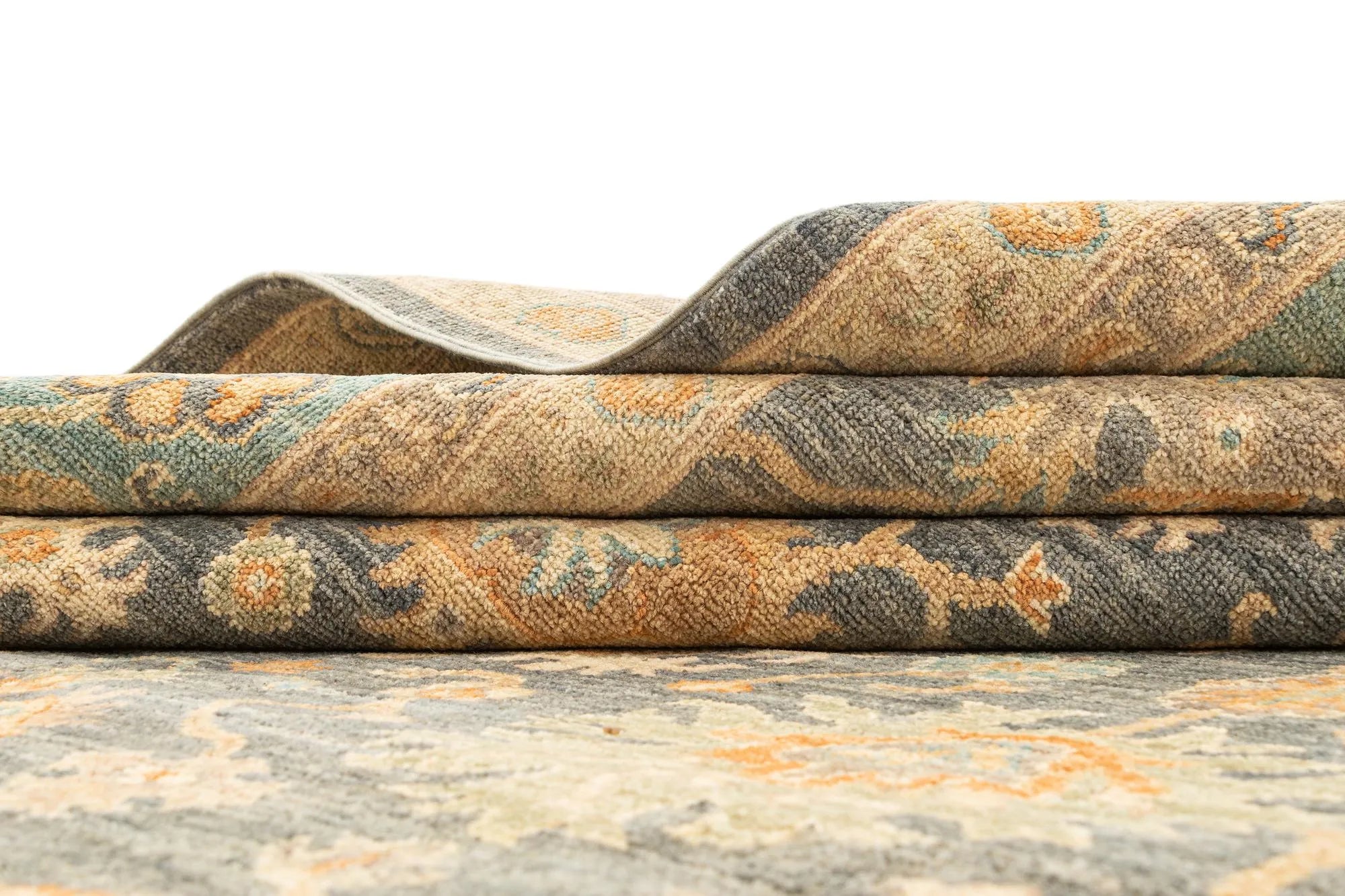 Light Brown Color Oushak Hand-Knotted Wool Rug