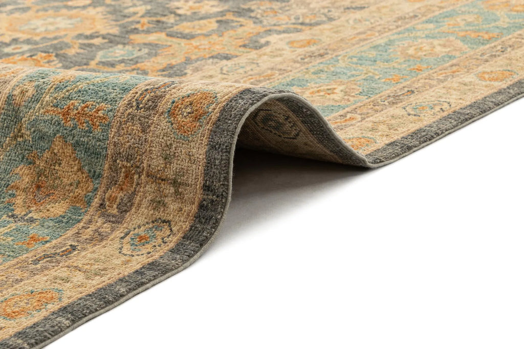 Light Brown Color Oushak Hand-Knotted Wool Rug