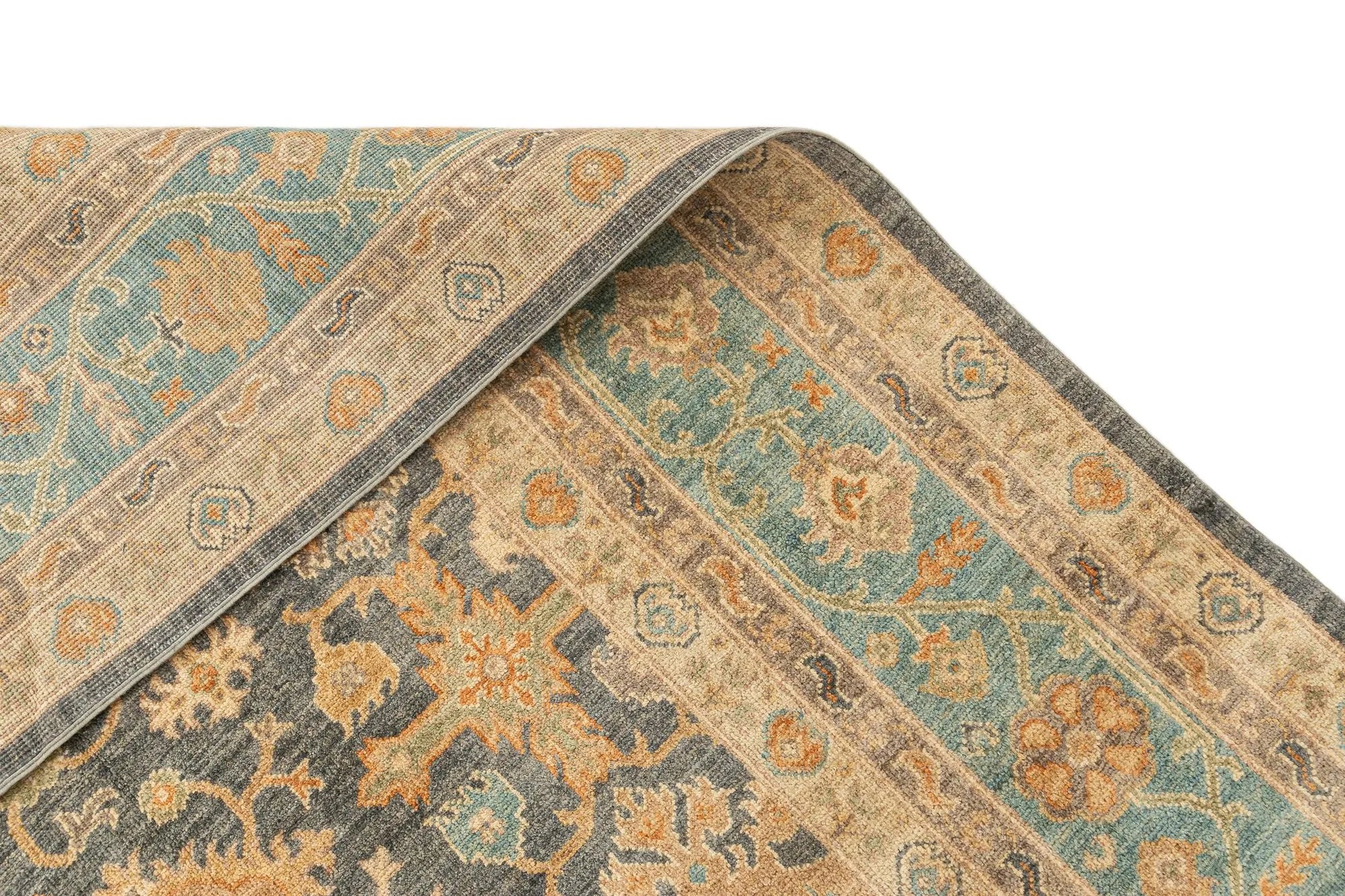 Light Brown Color Oushak Hand-Knotted Wool Rug