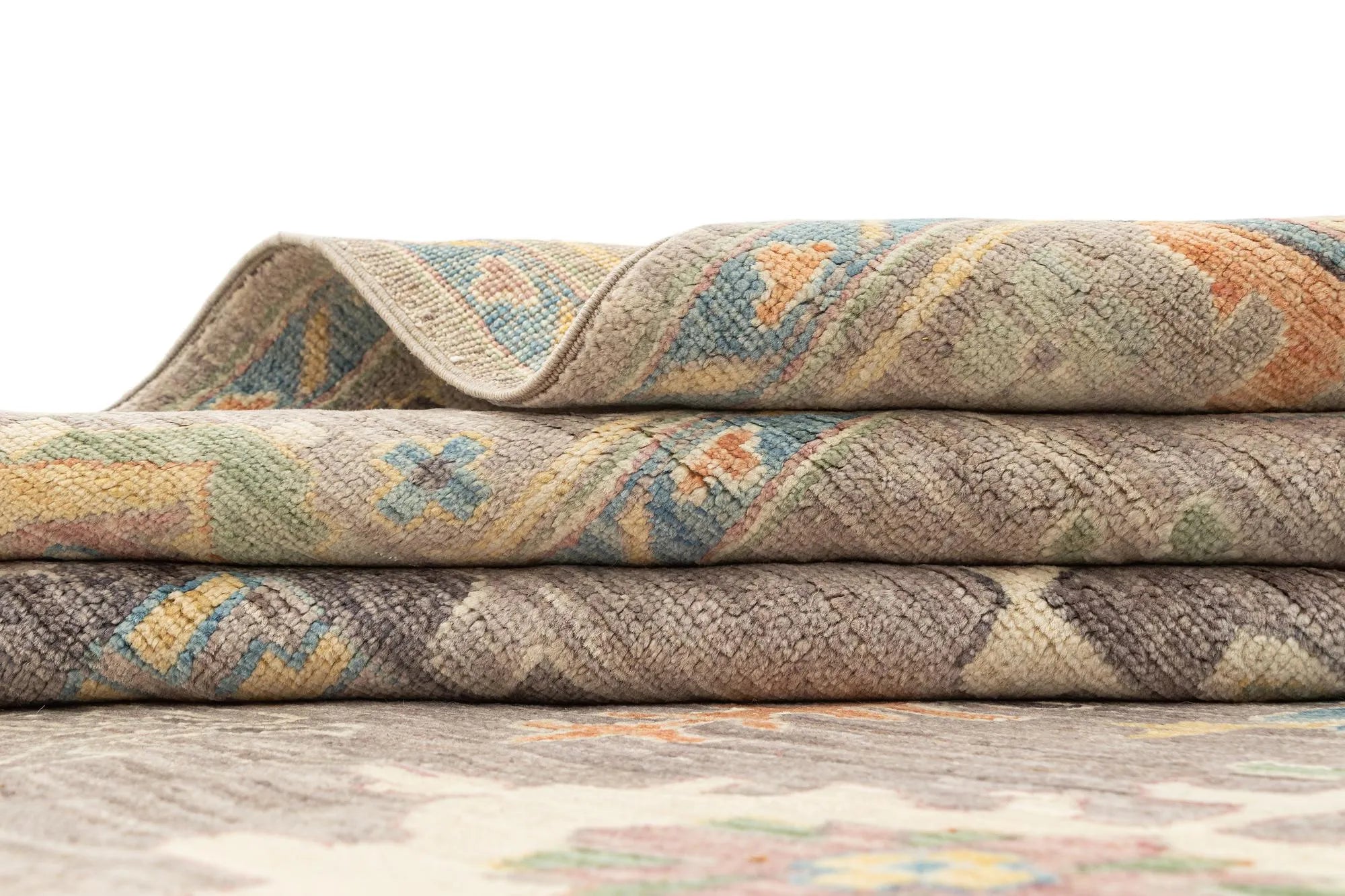Light Brown Color Oushak Hand-Knotted Wool Rug