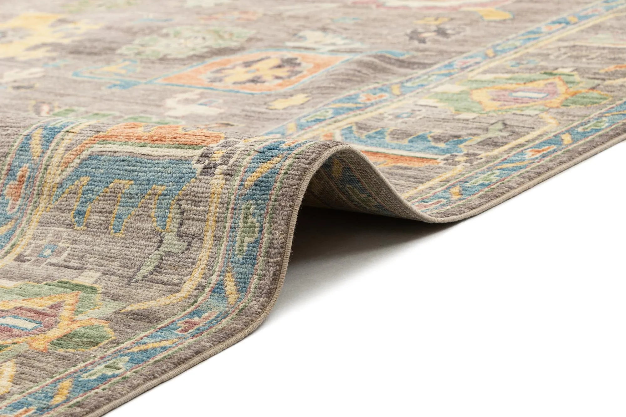 Light Brown Color Oushak Hand-Knotted Wool Rug