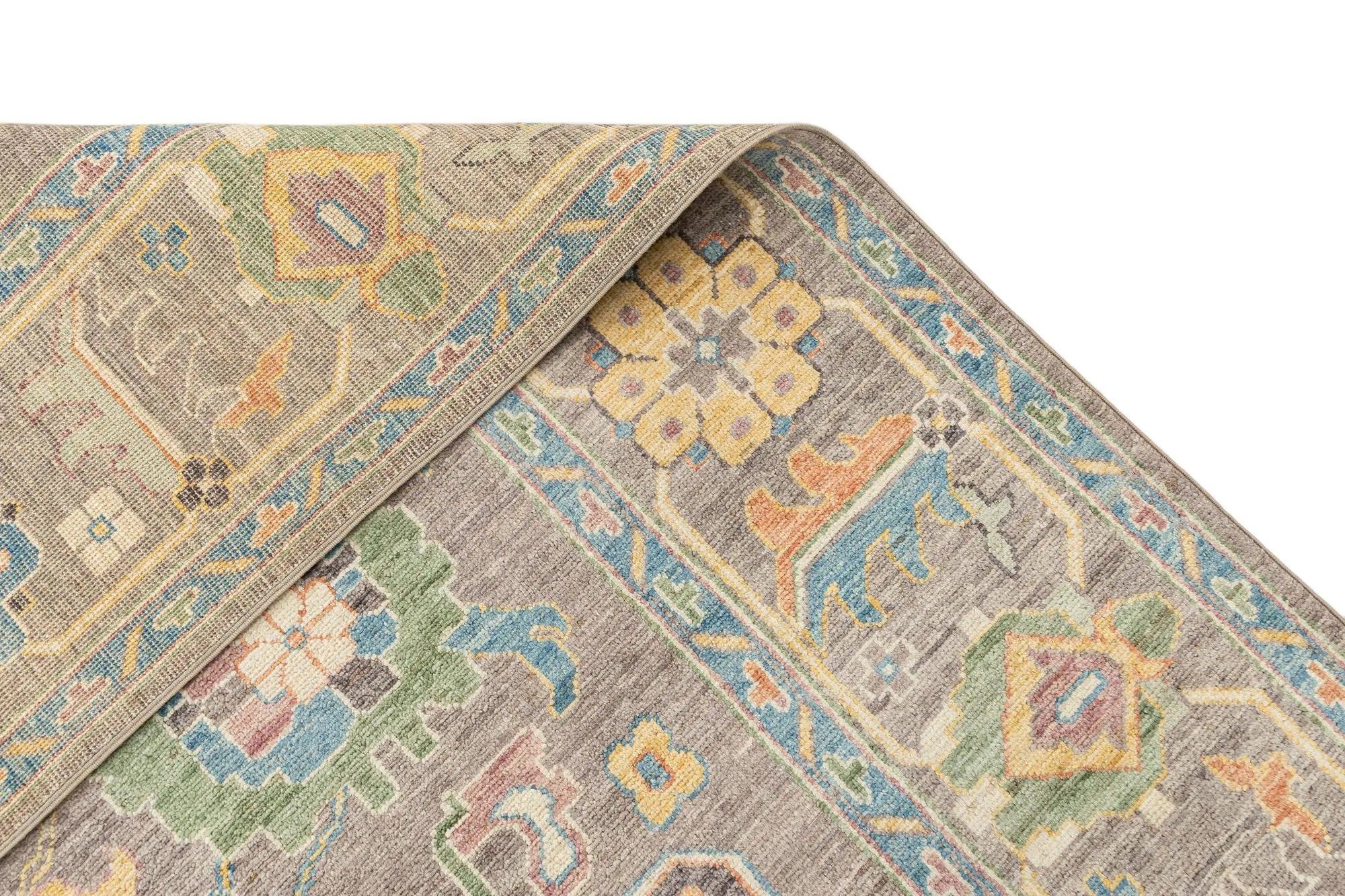 Light Brown Color Oushak Hand-Knotted Wool Rug