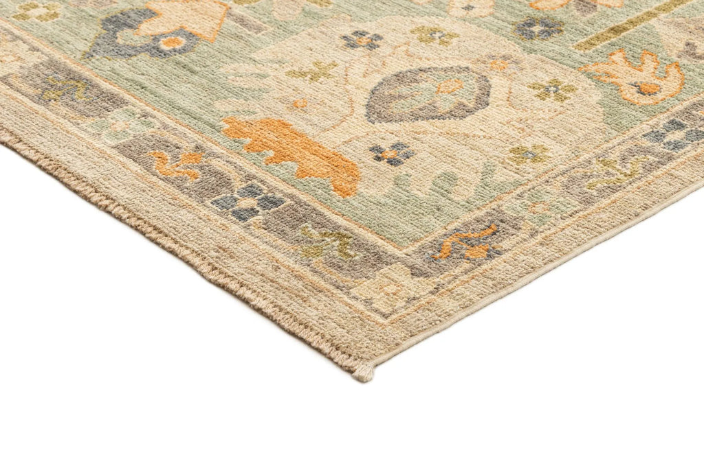 Beige Color Oushak Hand-Knotted Wool Rug