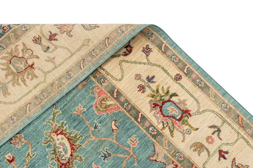 Blue Color Oushak Hand-Knotted Wool Rug