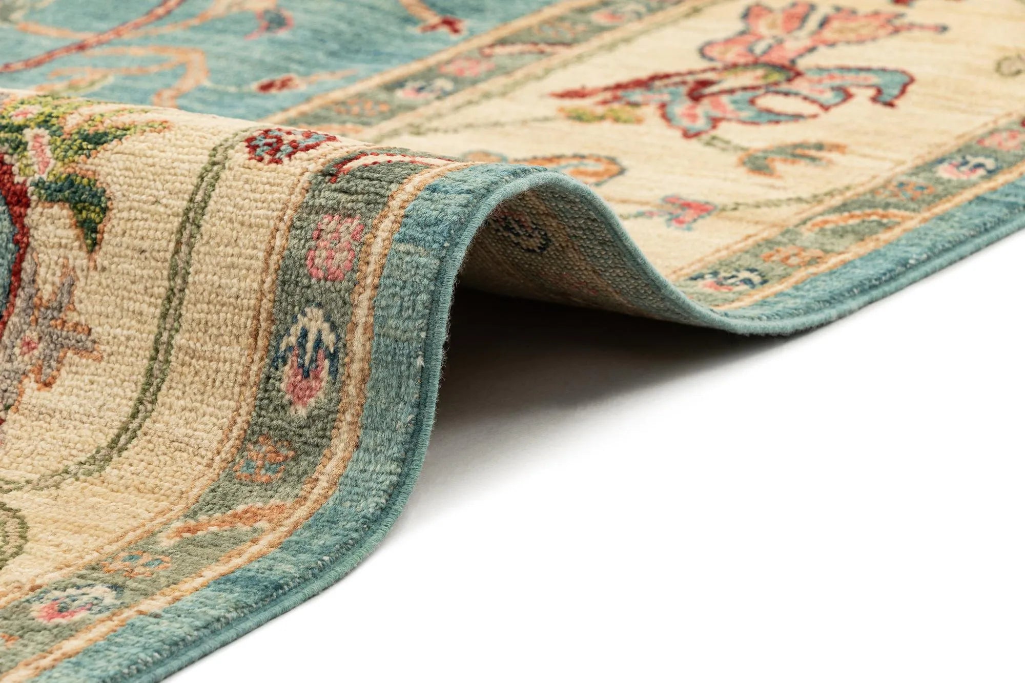 Blue Color Oushak Hand-Knotted Wool Rug