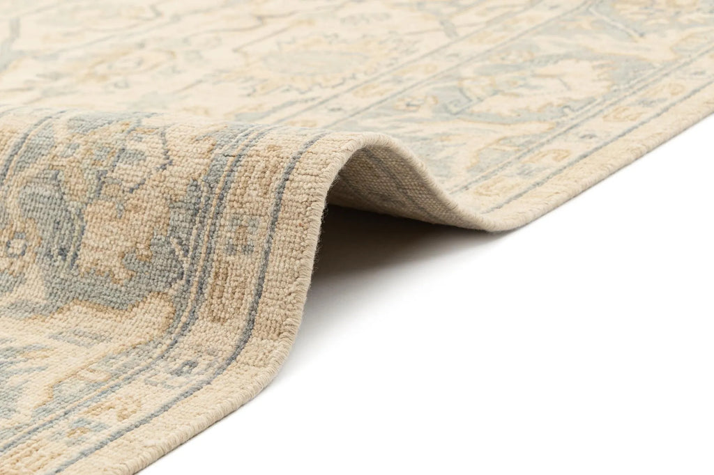 Beige Color Oushak Hand-Knotted Wool Rug