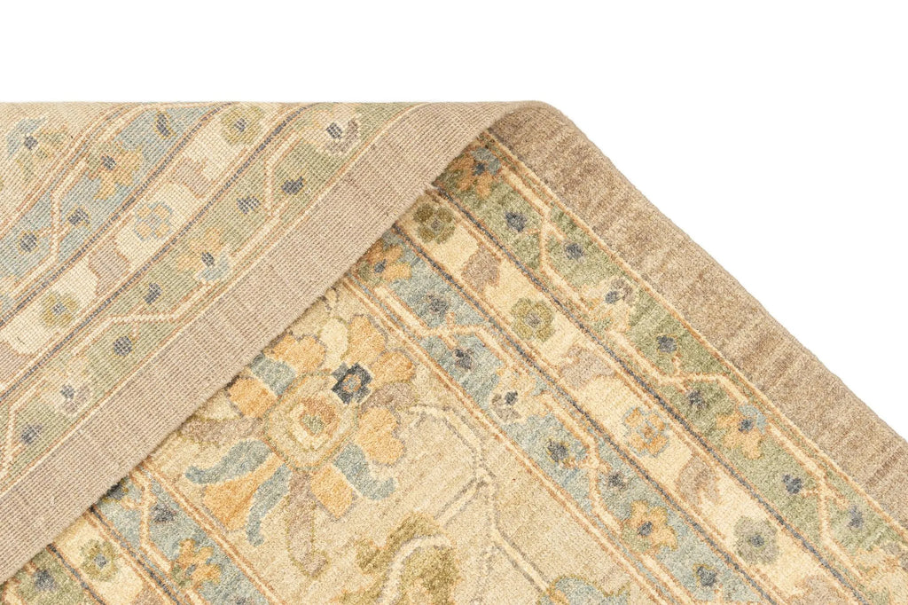 Beige Color Oushak Hand-Knotted Wool Rug