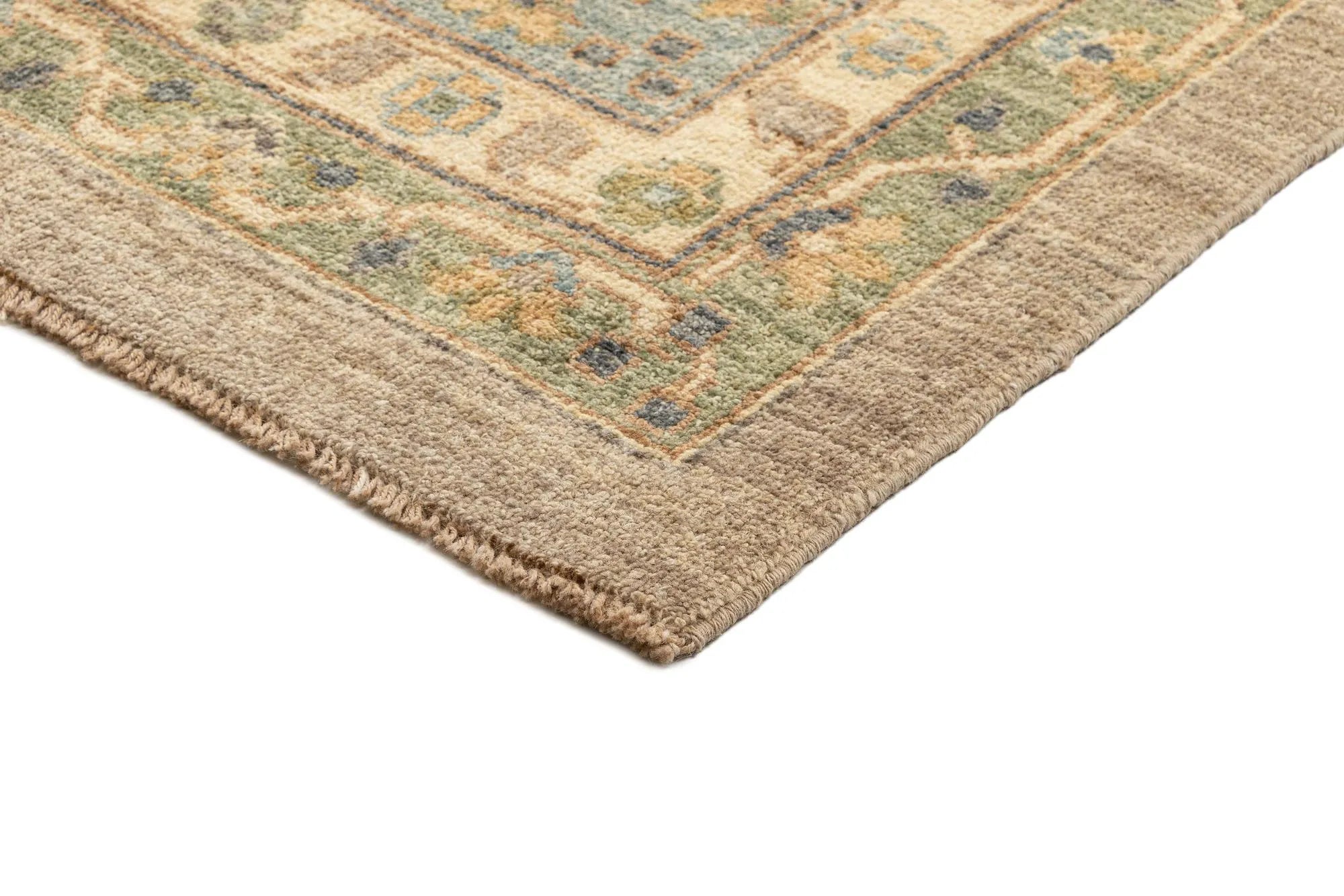 Beige Color Oushak Hand-Knotted Wool Rug