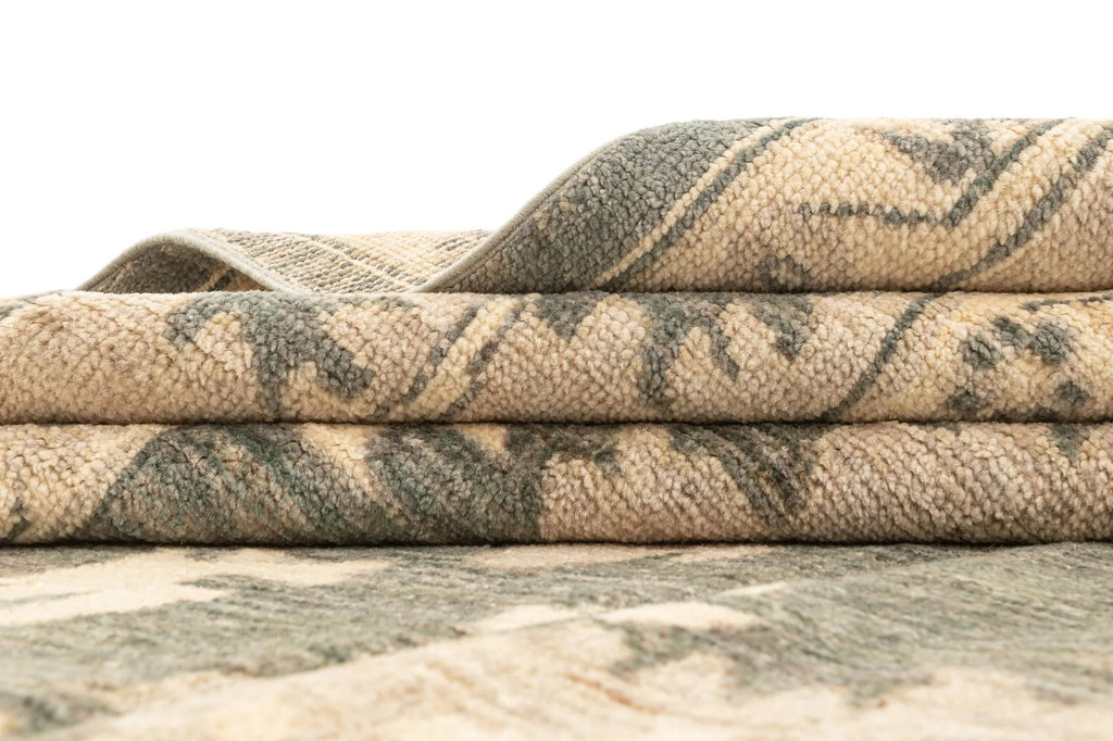 Light Brown Color Oushak Hand-Knotted Wool Rug