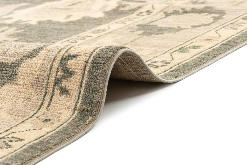 Light Brown Color Oushak Hand-Knotted Wool Rug