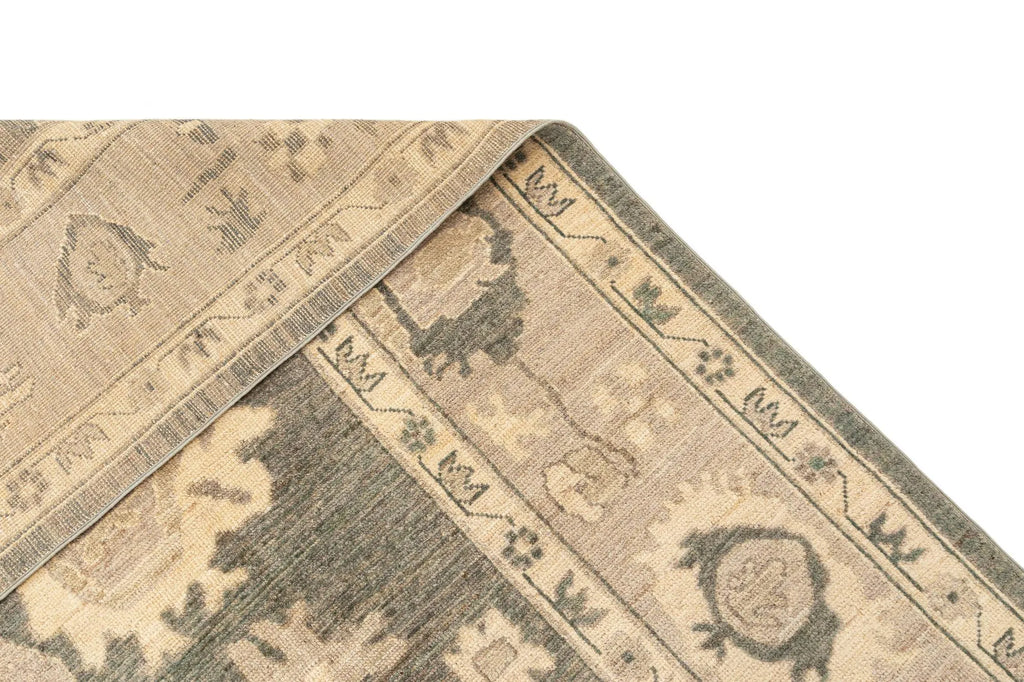 Light Brown Color Oushak Hand-Knotted Wool Rug