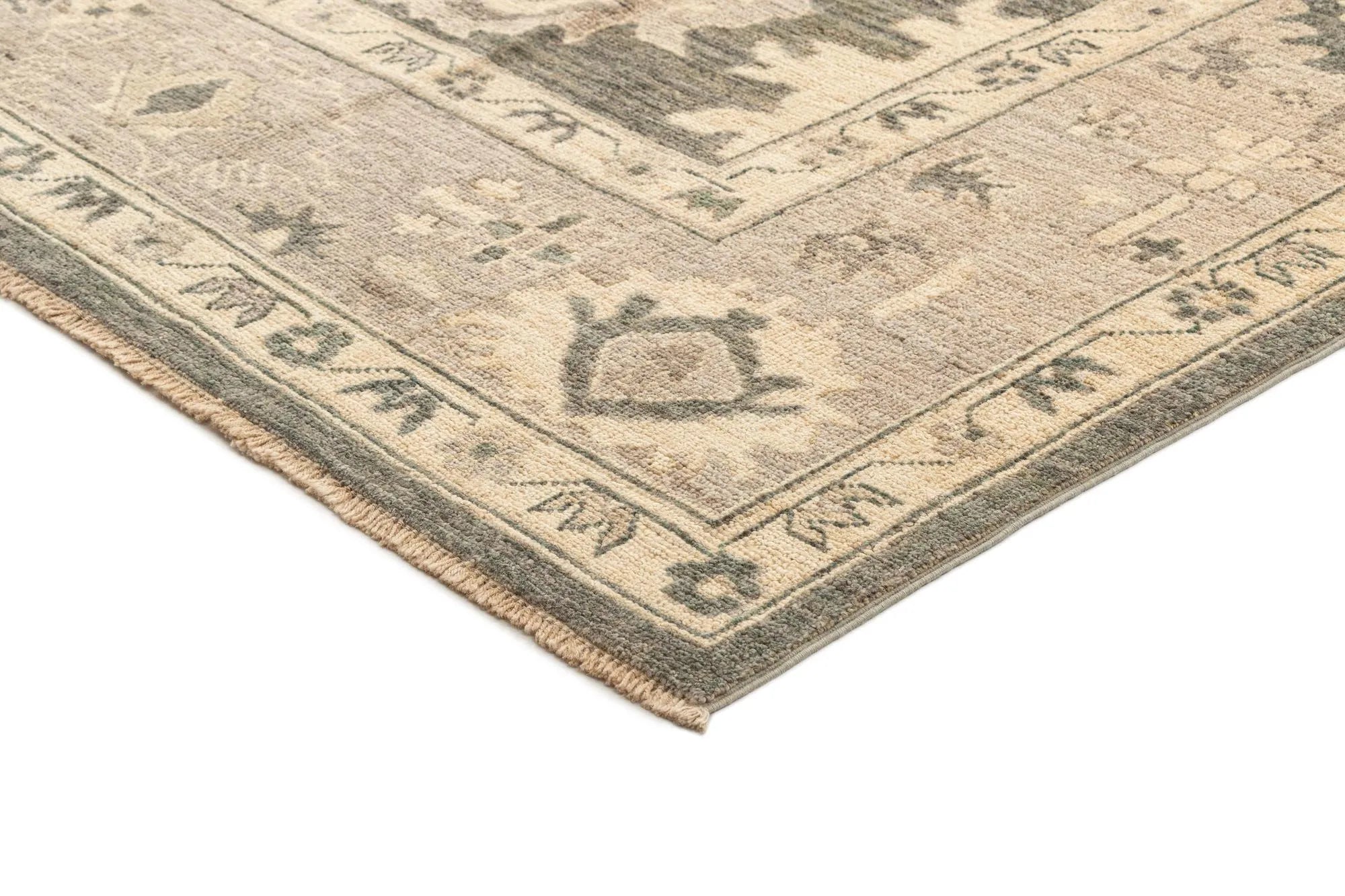 Light Brown Color Oushak Hand-Knotted Wool Rug