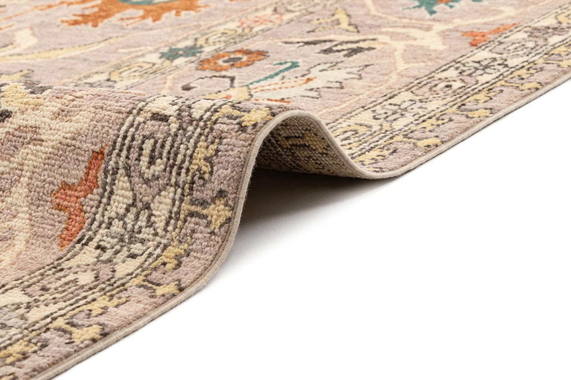Beige Color Oushak Hand-Knotted Wool Rug