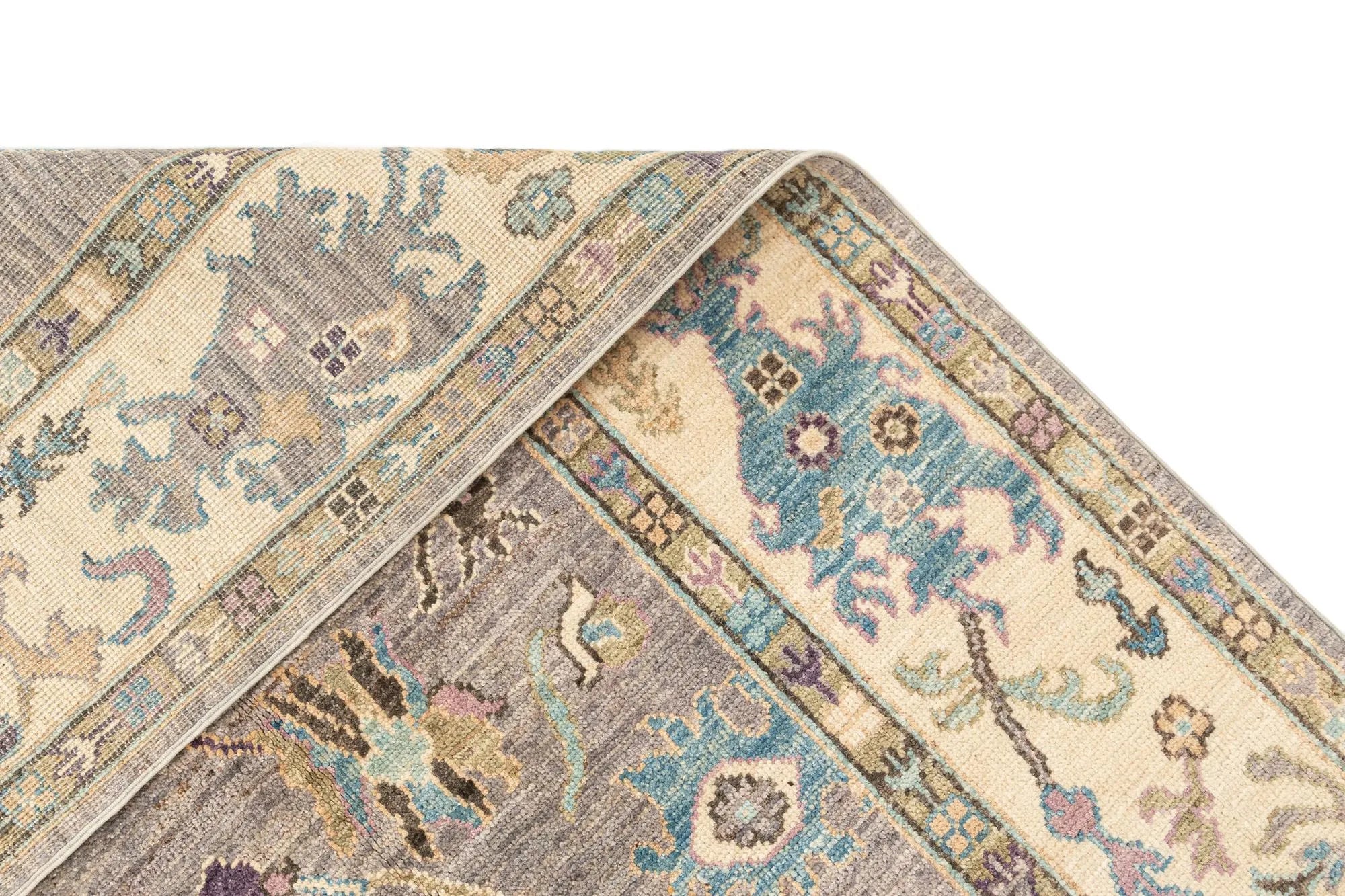 Light Brown Color Oushak Hand-Knotted Wool Rug