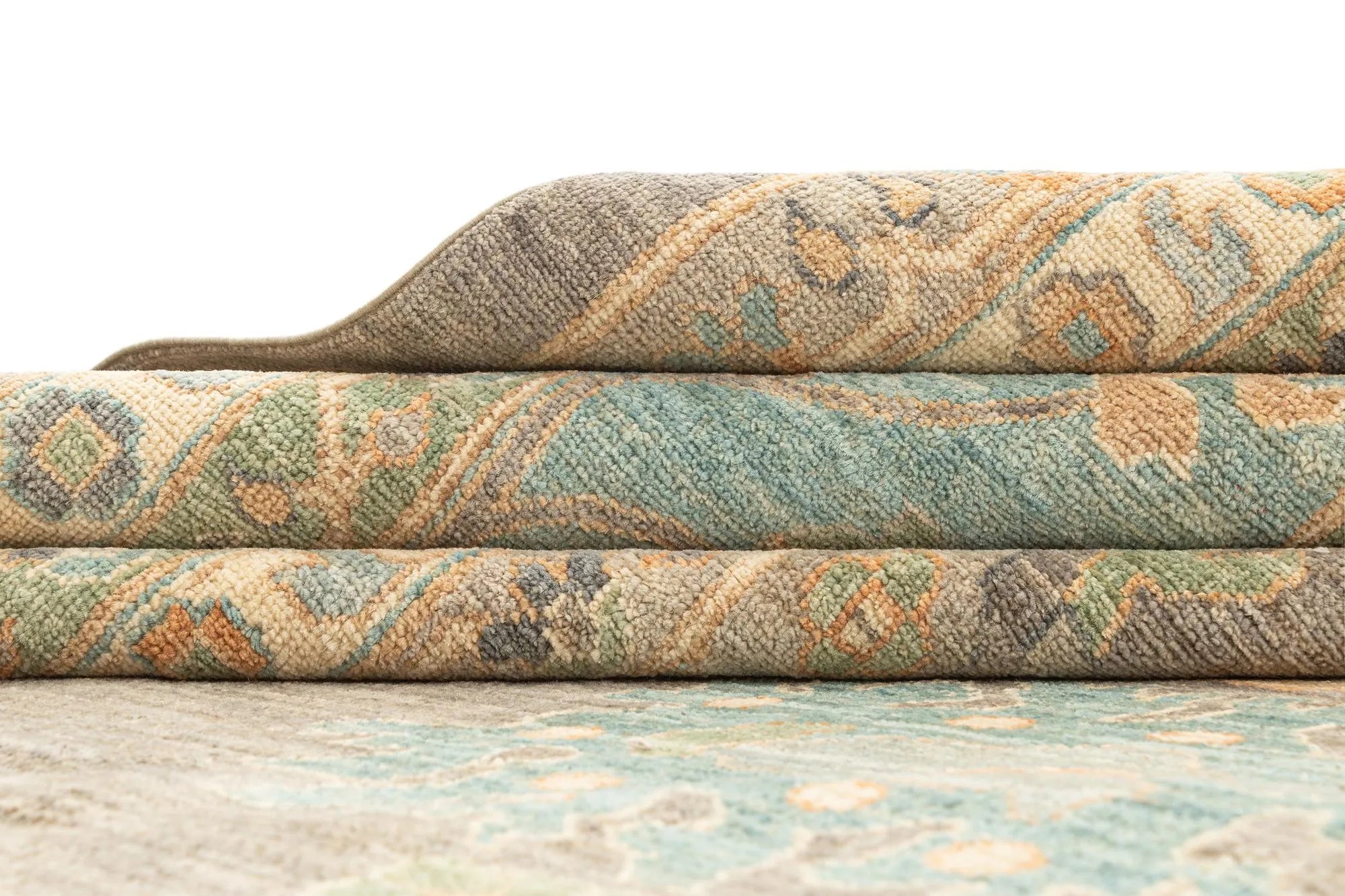 Light Brown Color Oushak Hand-Knotted Wool Rug