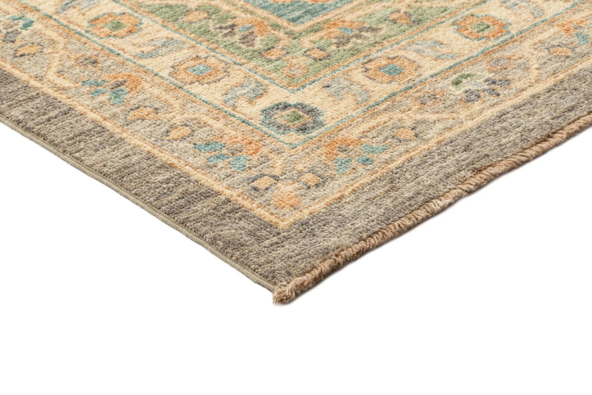 Light Brown Color Oushak Hand-Knotted Wool Rug