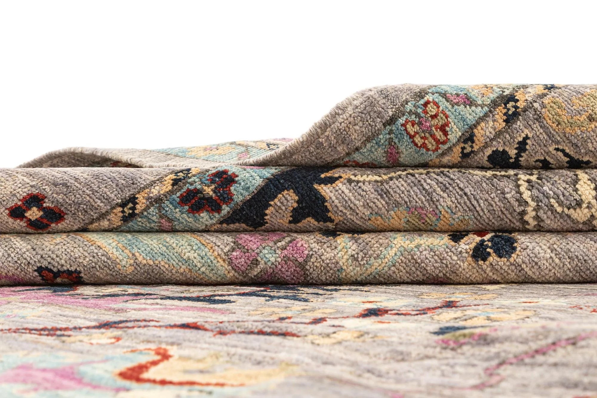 Beige Color Oushak Hand-Knotted Wool Rug