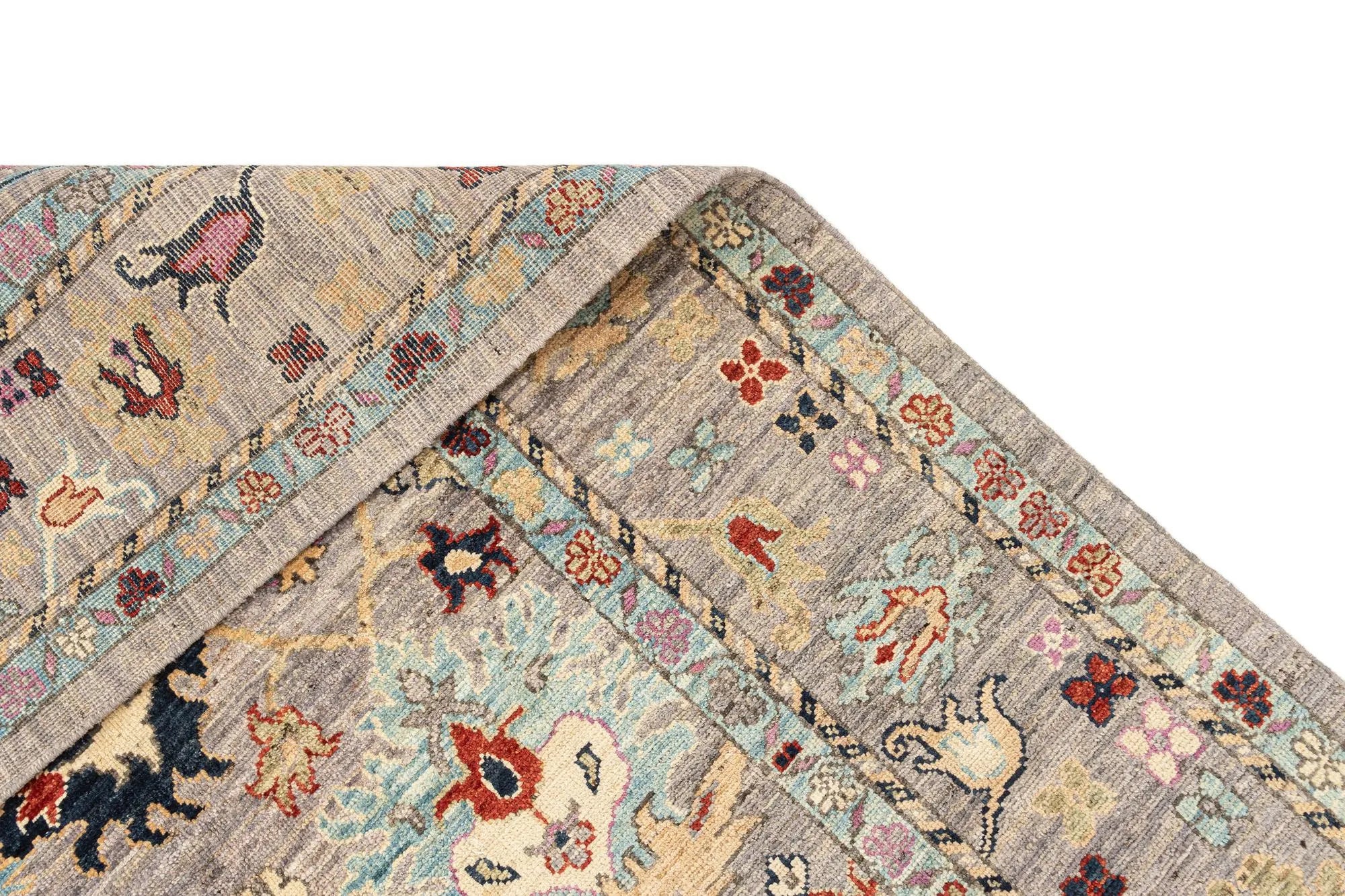 Beige Color Oushak Hand-Knotted Wool Rug