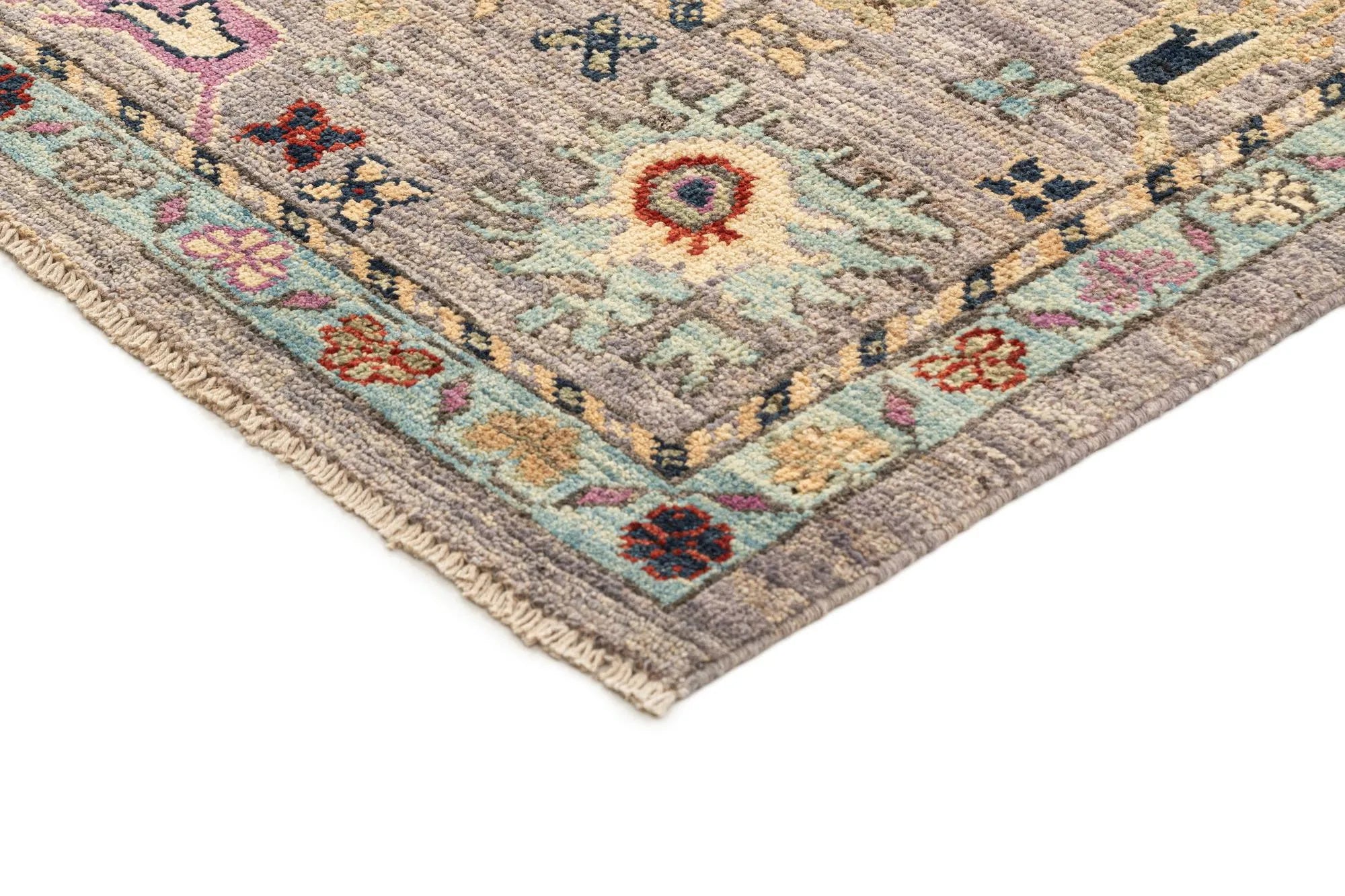 Beige Color Oushak Hand-Knotted Wool Rug