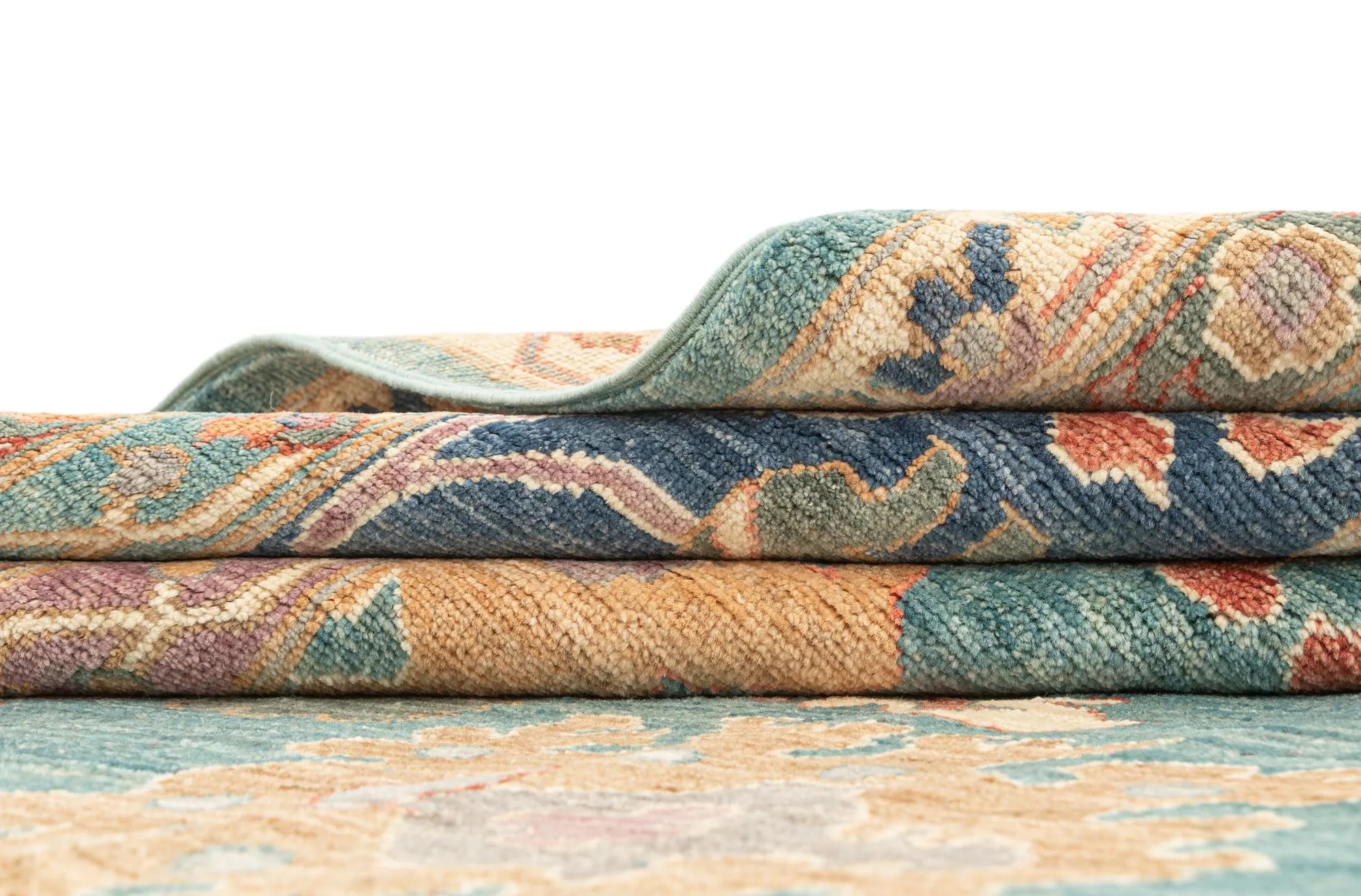 Blue Color Oushak Hand-Knotted Wool Rug