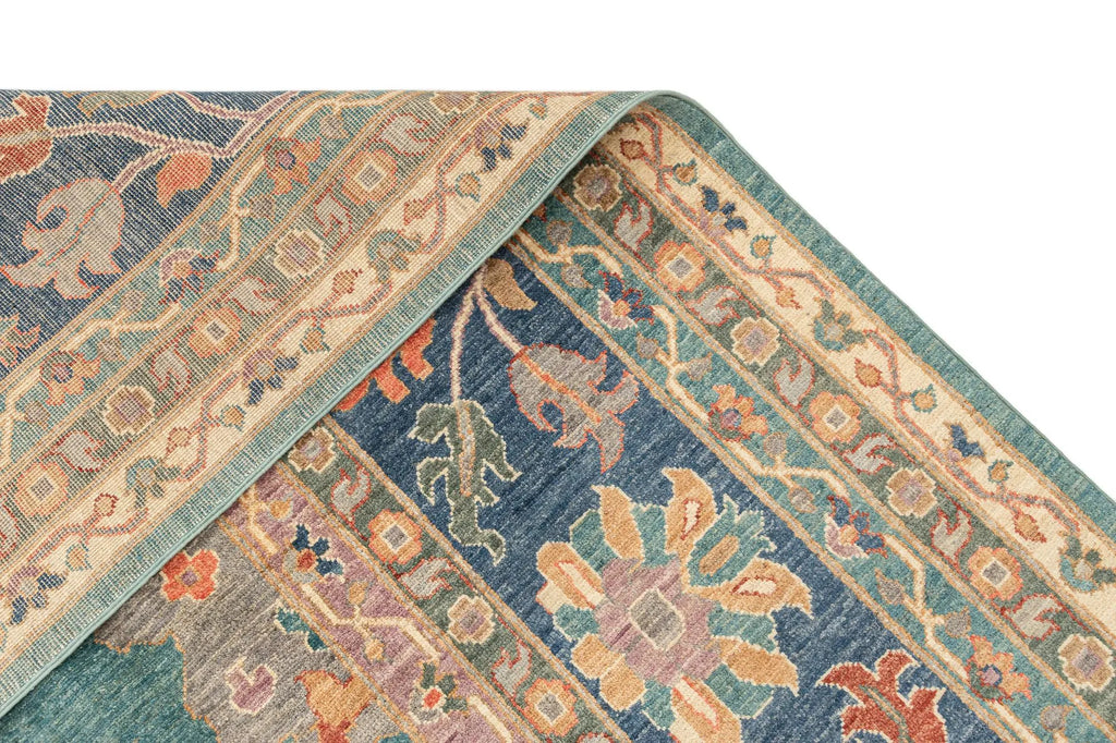 Blue Color Oushak Hand-Knotted Wool Rug