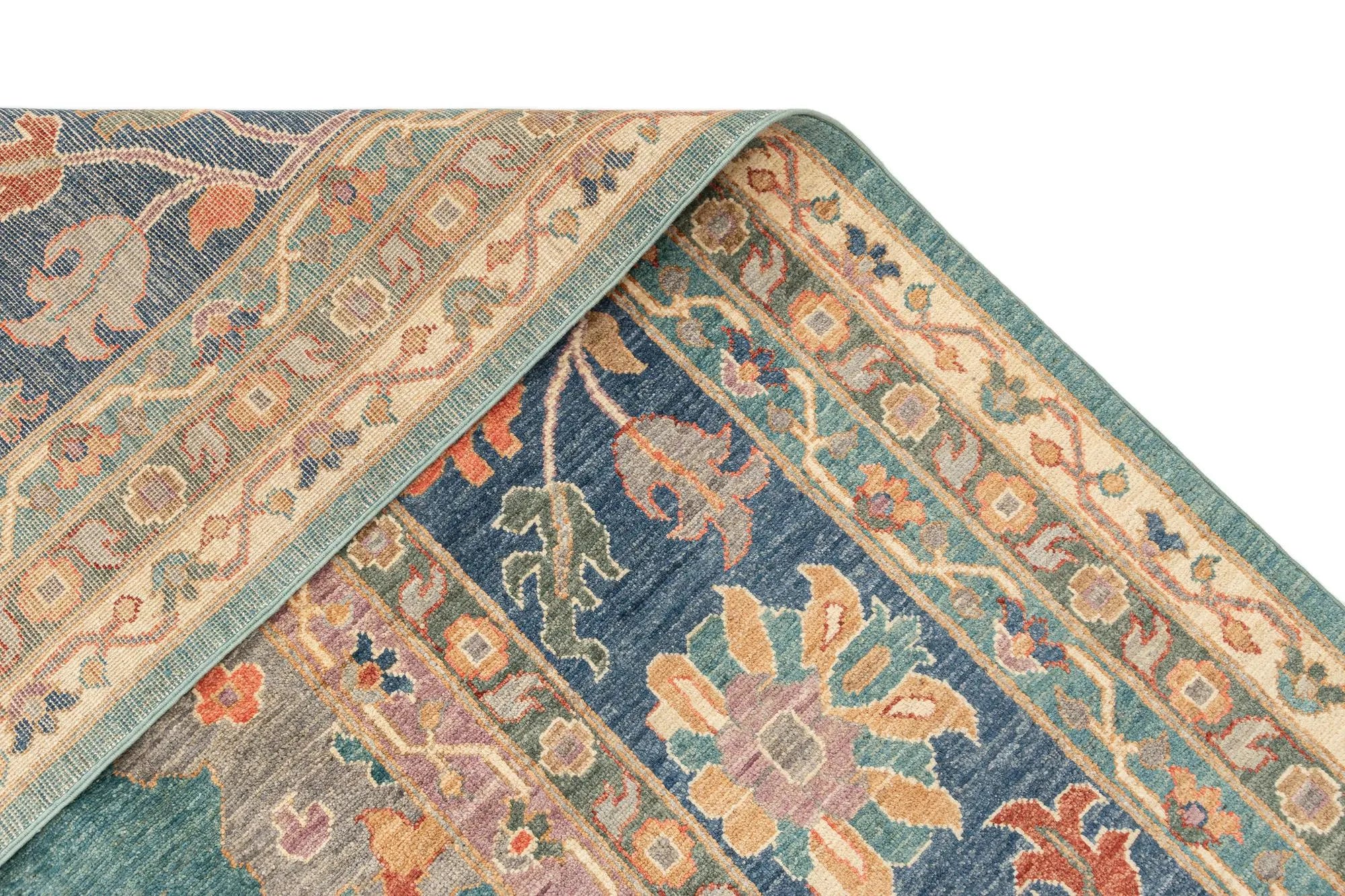 Blue Color Oushak Hand-Knotted Wool Rug