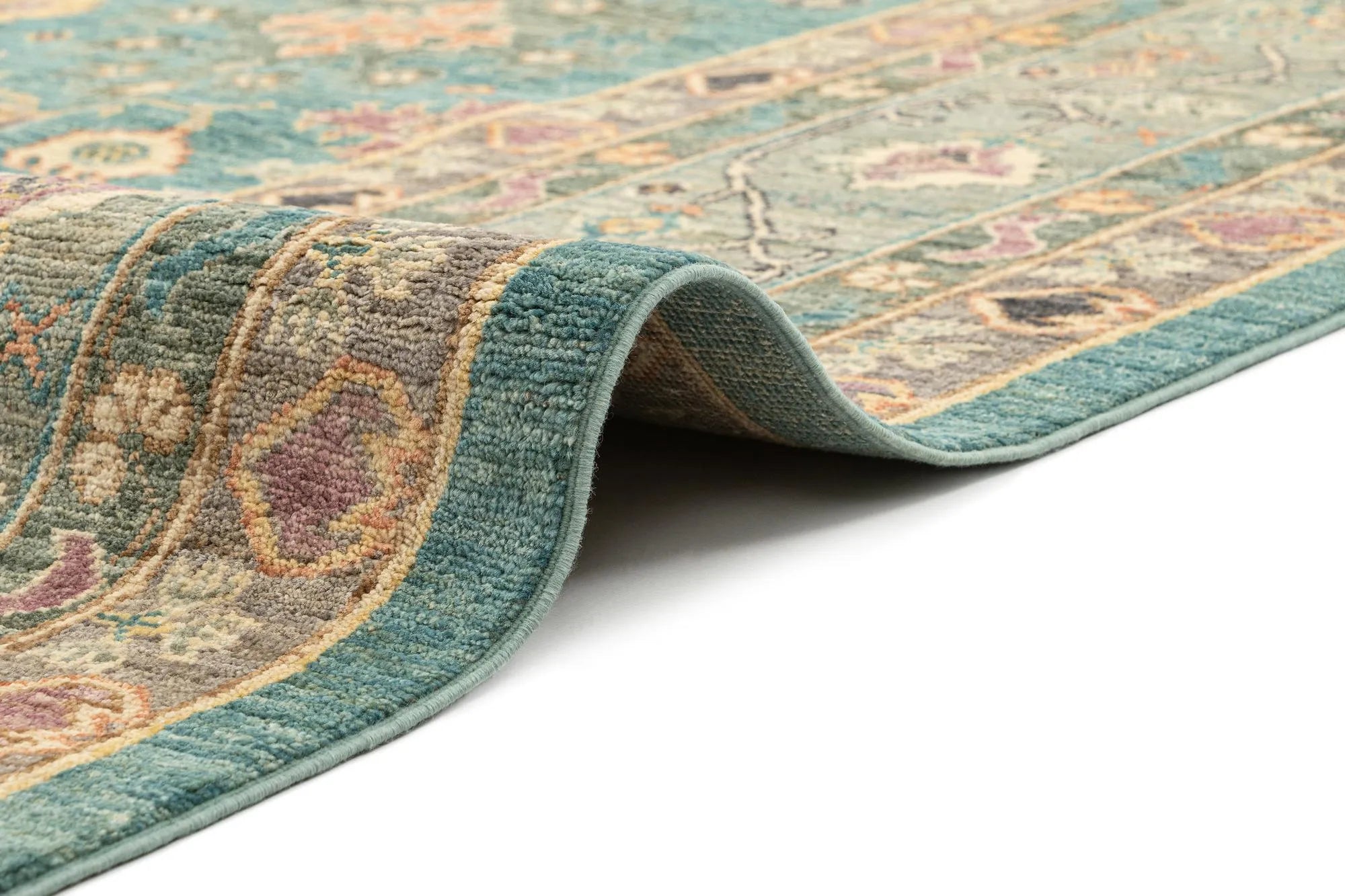 Blue Color Oushak Hand-Knotted Wool Rug