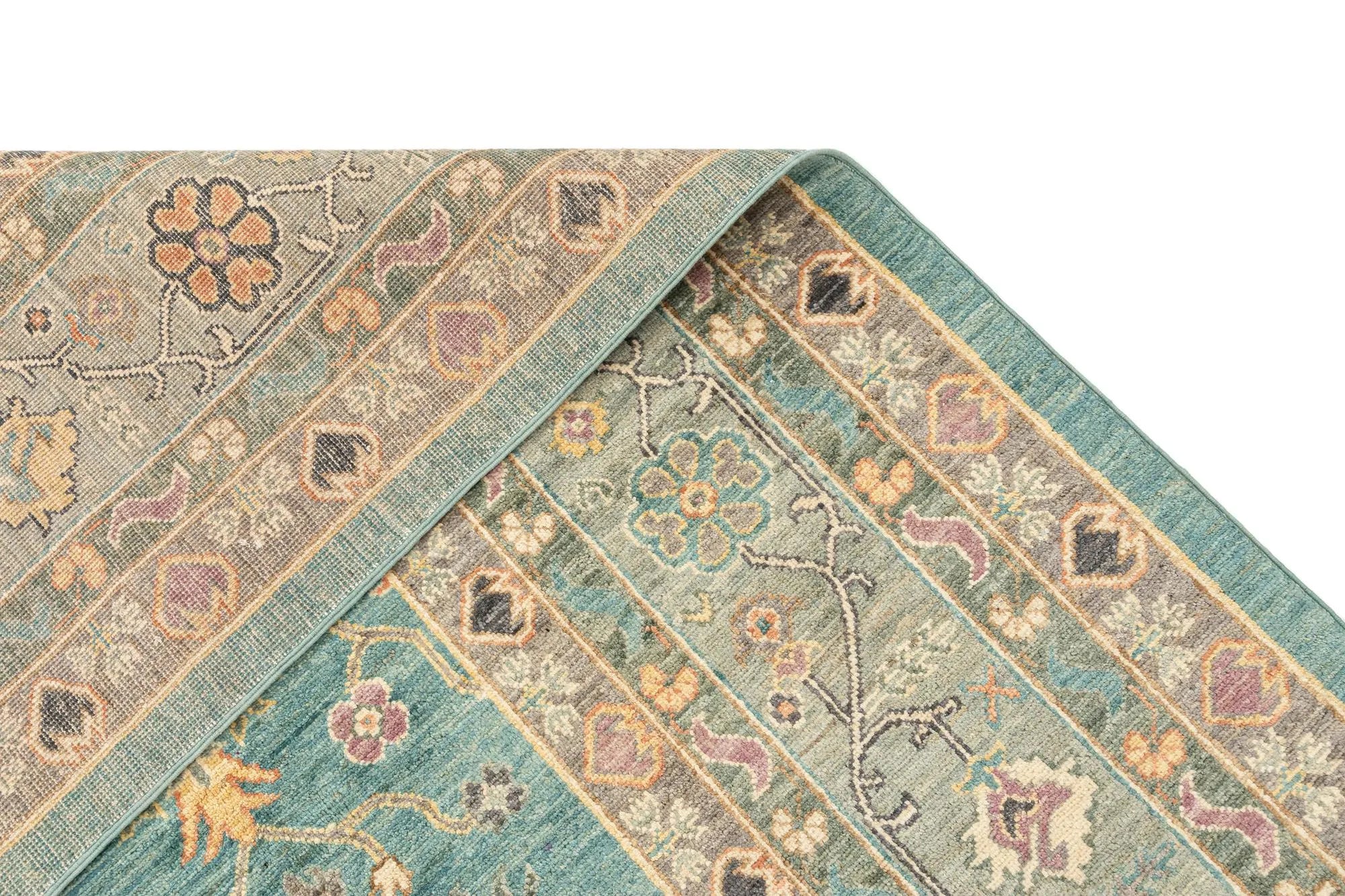 Blue Color Oushak Hand-Knotted Wool Rug