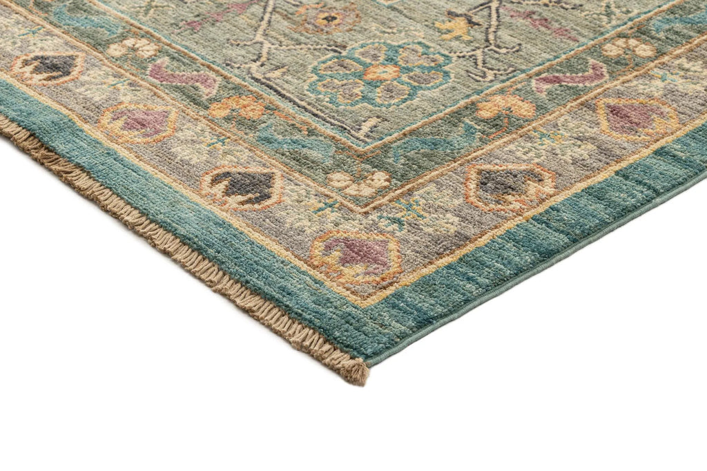 Blue Color Oushak Hand-Knotted Wool Rug