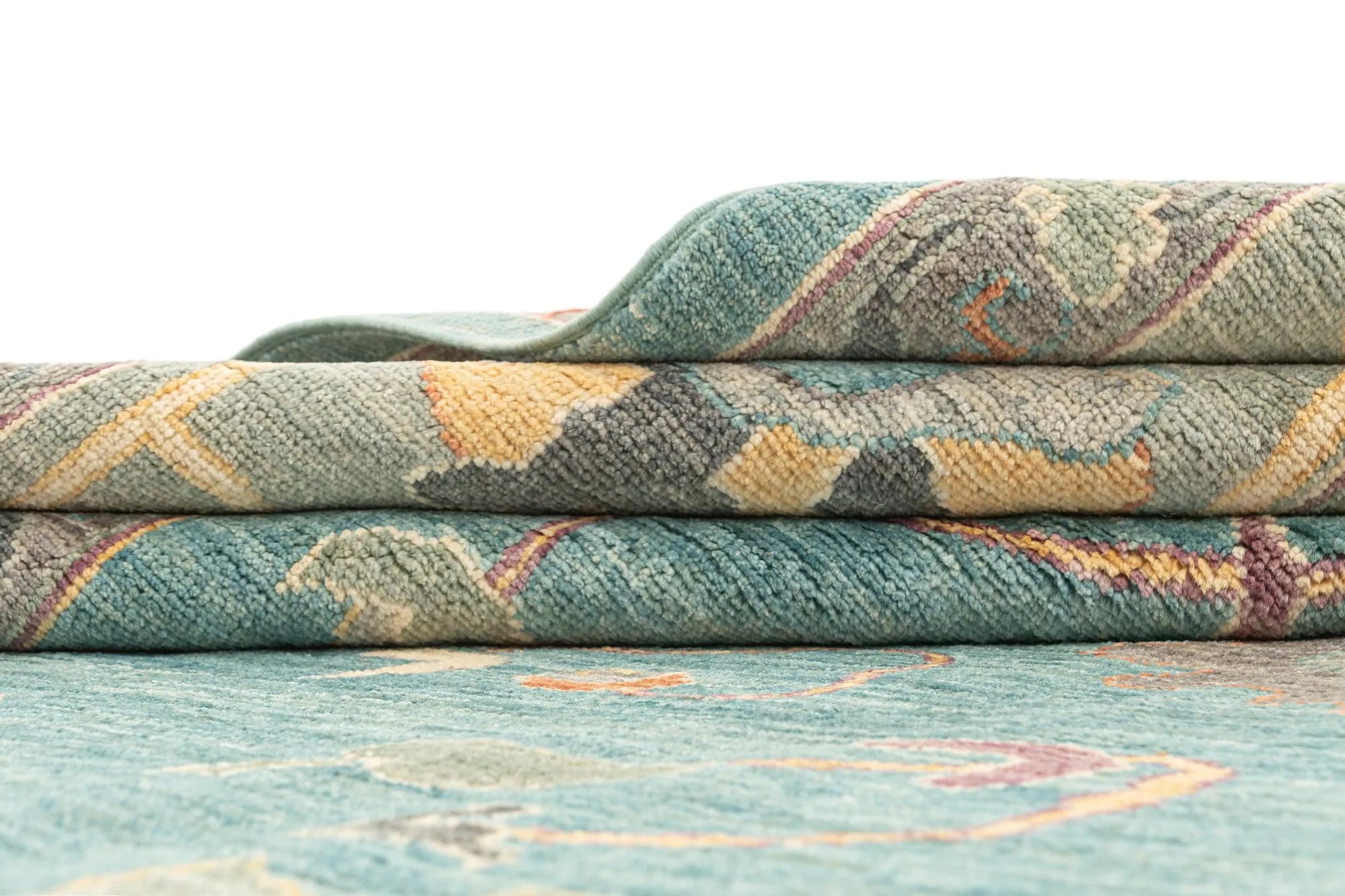 Blue Color Oushak Hand-Knotted Wool Rug