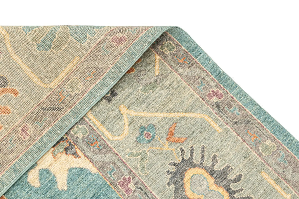 Blue Color Oushak Hand-Knotted Wool Rug