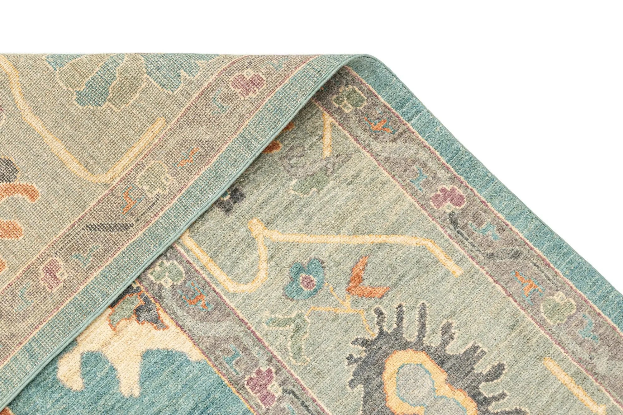 Blue Color Oushak Hand-Knotted Wool Rug