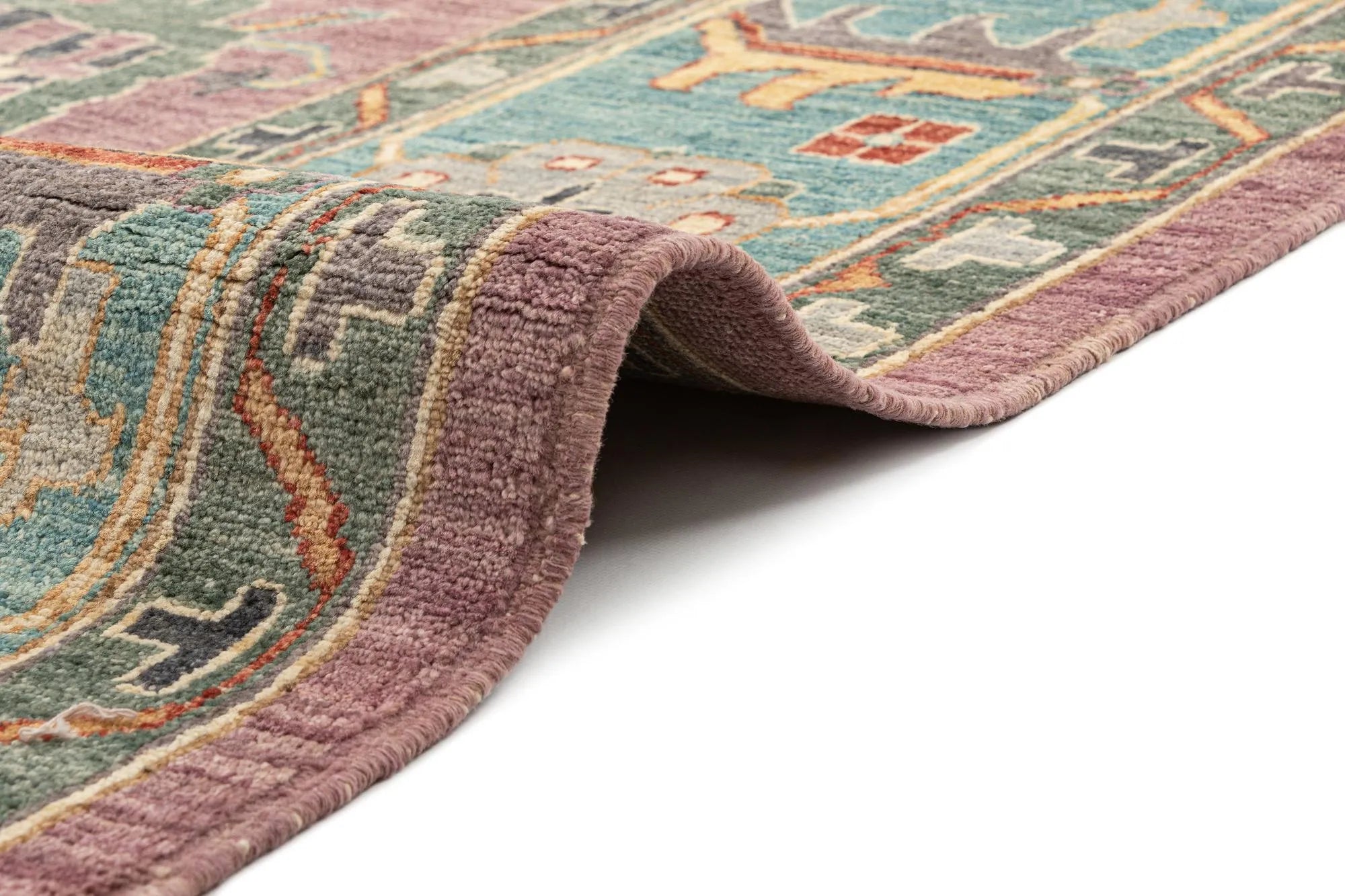 Mauve Pink Color Oushak Hand-Knotted Wool Rug