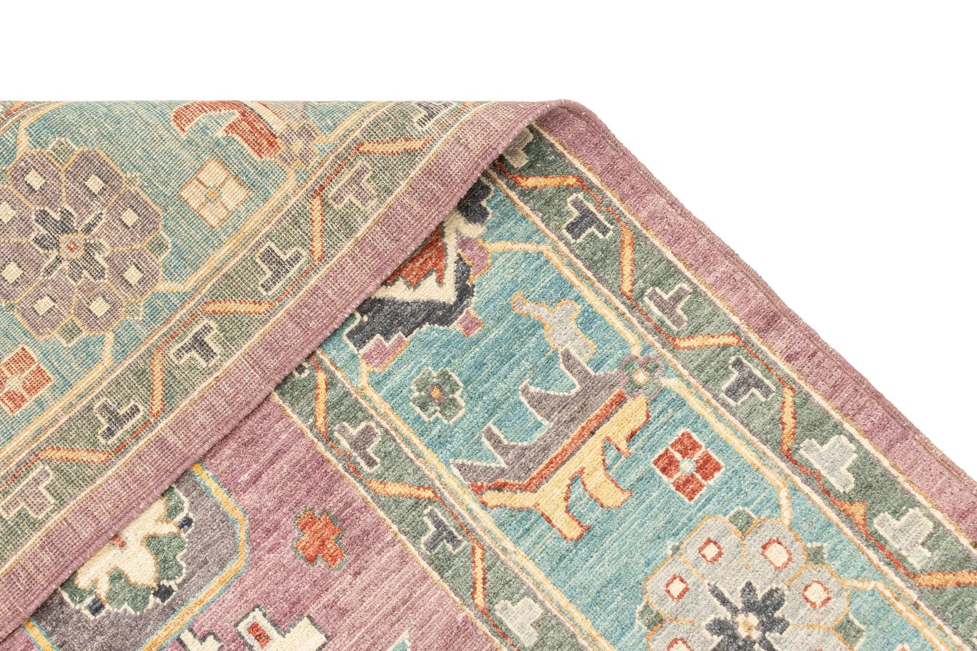 Mauve Pink Color Oushak Hand-Knotted Wool Rug