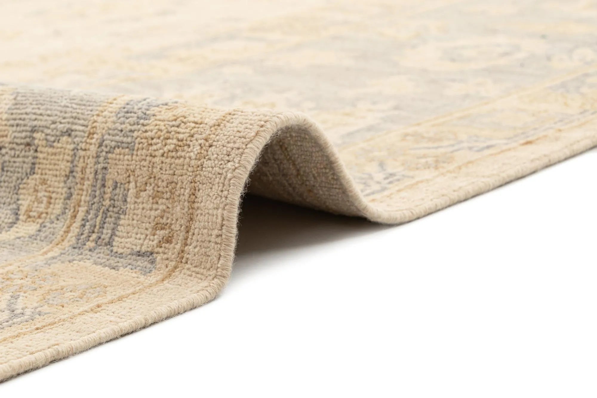 Beige Color Oushak Hand-Knotted Wool Rug