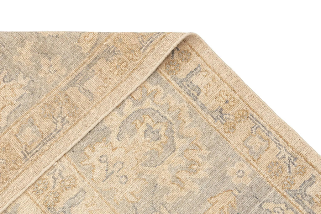 Beige Color Oushak Hand-Knotted Wool Rug