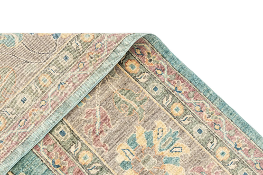 Silver Grey Color Oushak Hand-Knotted Wool Rug