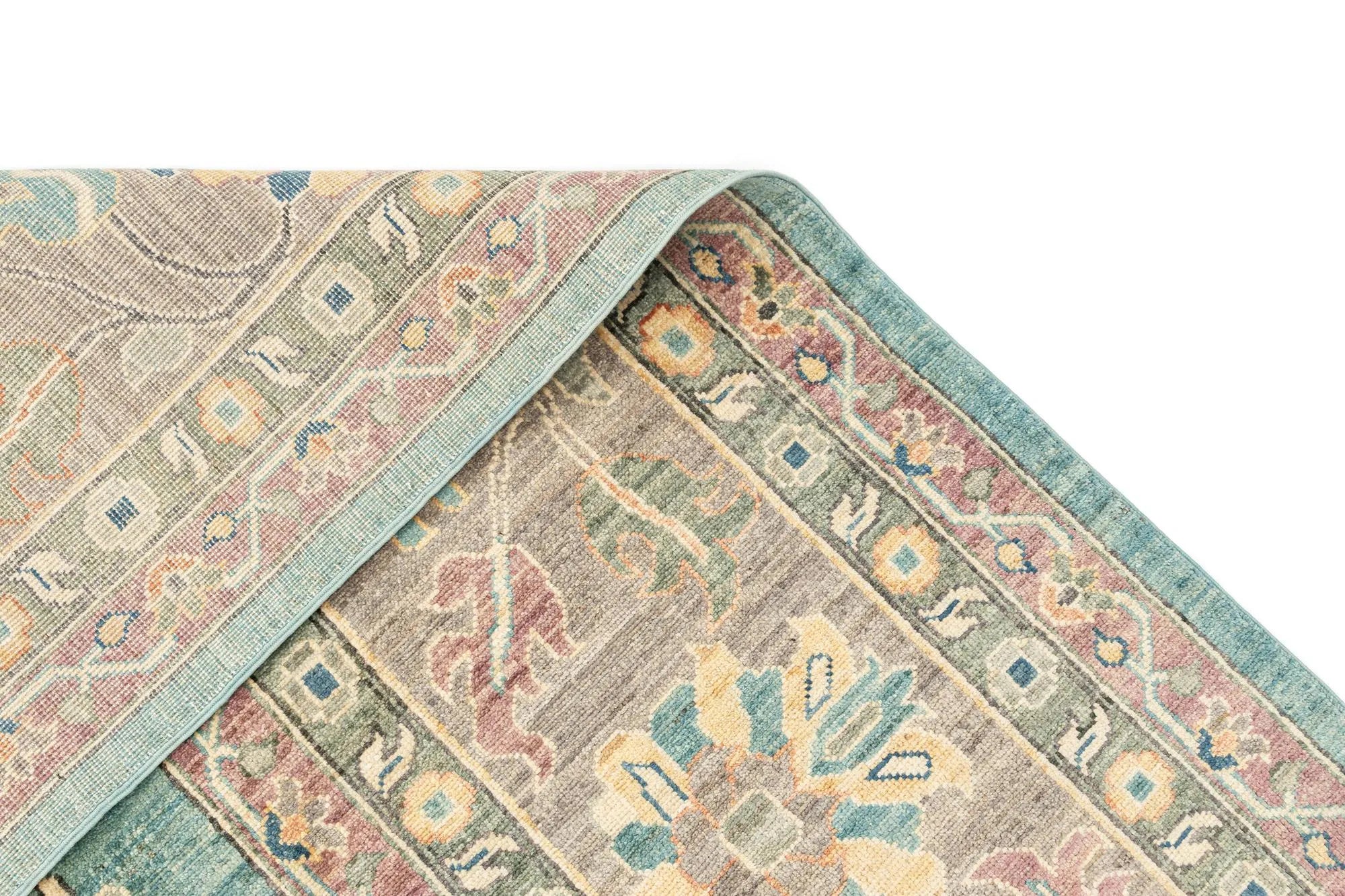 Silver Grey Color Oushak Hand-Knotted Wool Rug