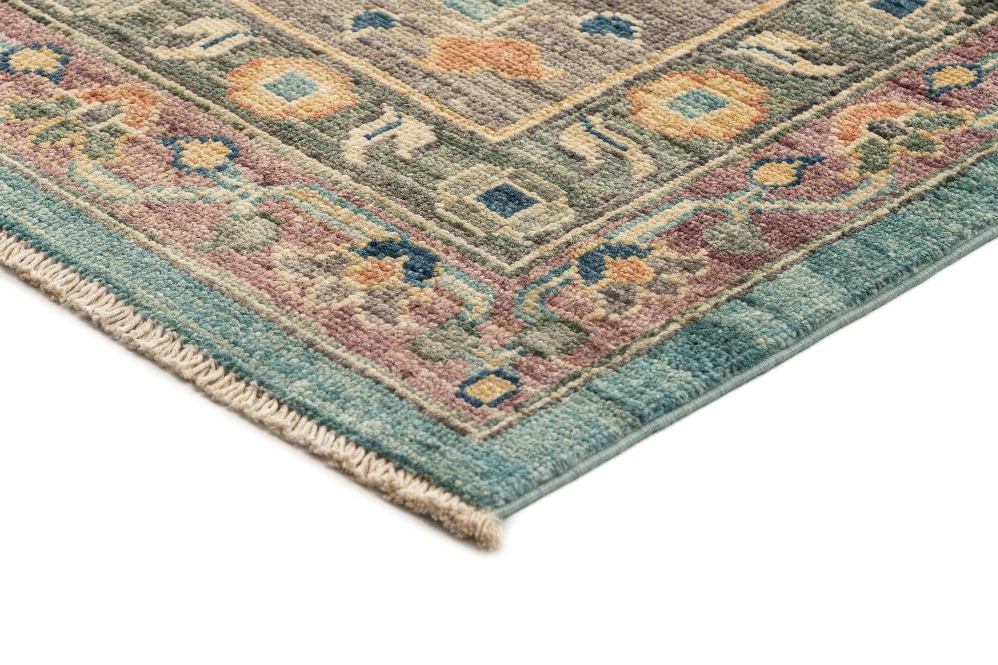 Silver Grey Color Oushak Hand-Knotted Wool Rug